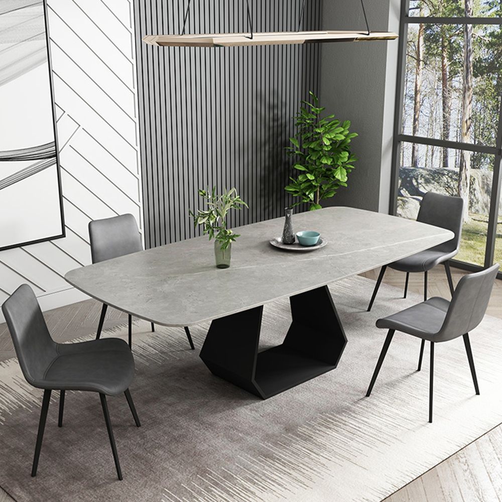 for 4 Gray Matte Sintered Stone Dining Tables