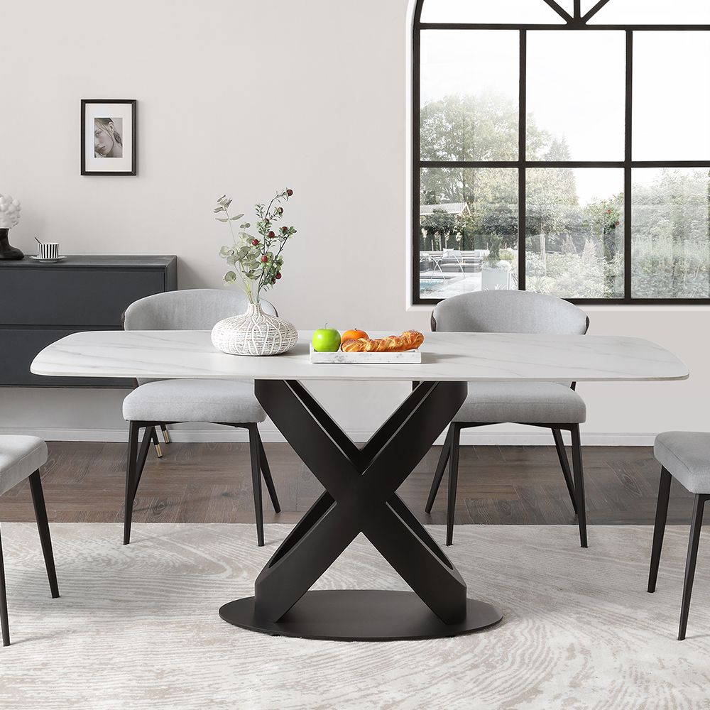 White Matte Sintered Stone Dining Tables