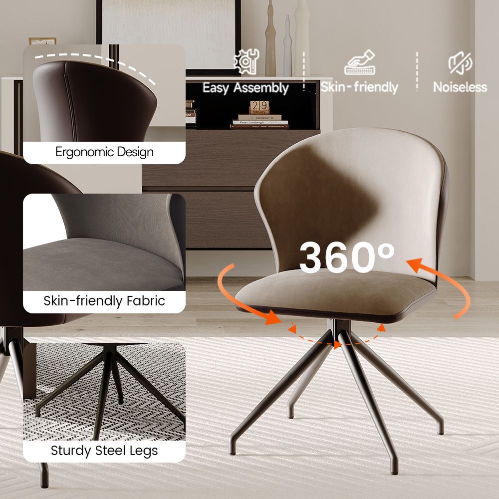 Velvet Coffee & Brown PU Leather Desk Chairs