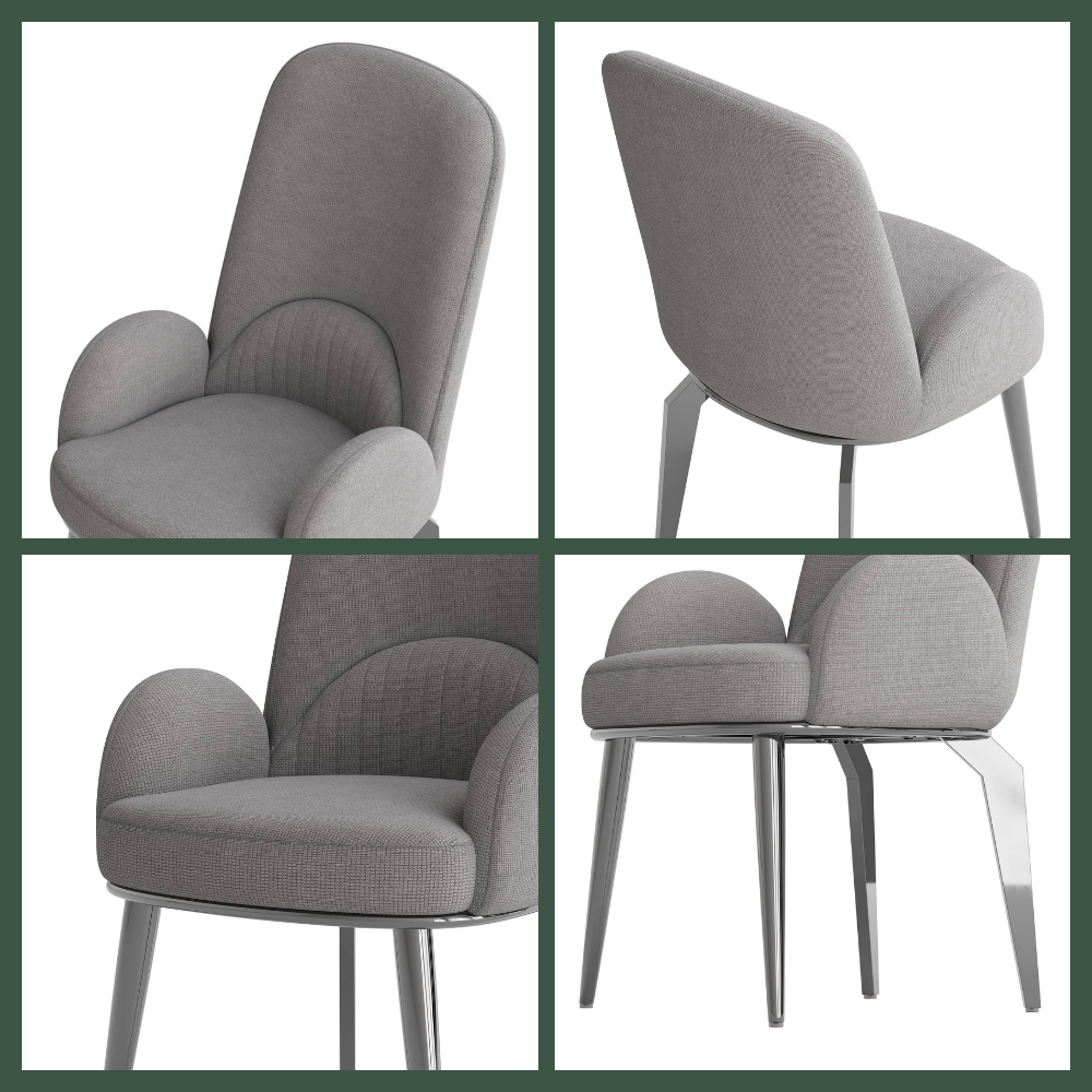 Velvet Gray & Silver Dining Chairs