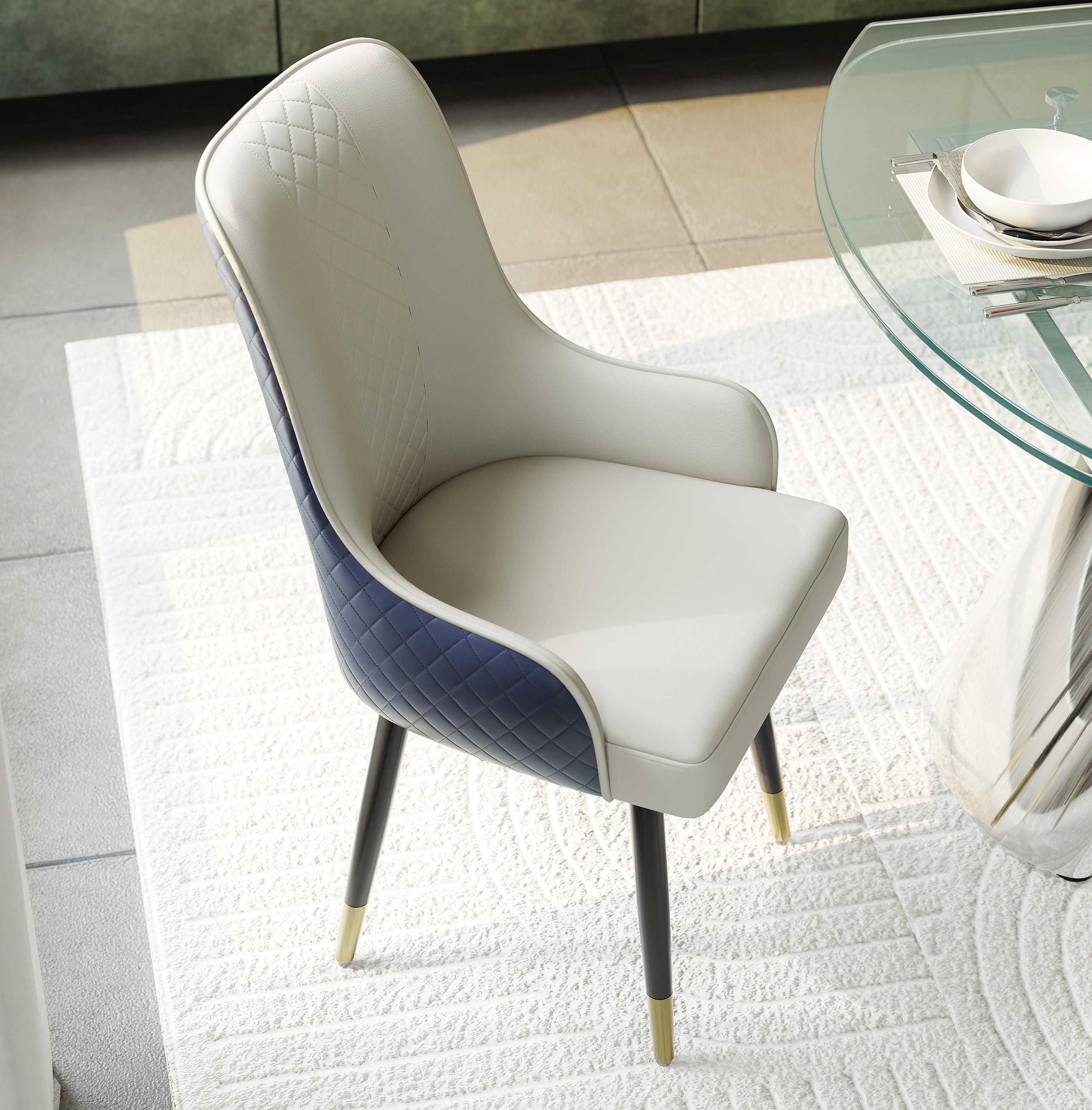 Swivel Navy Blue PU Leather Dining Chairs