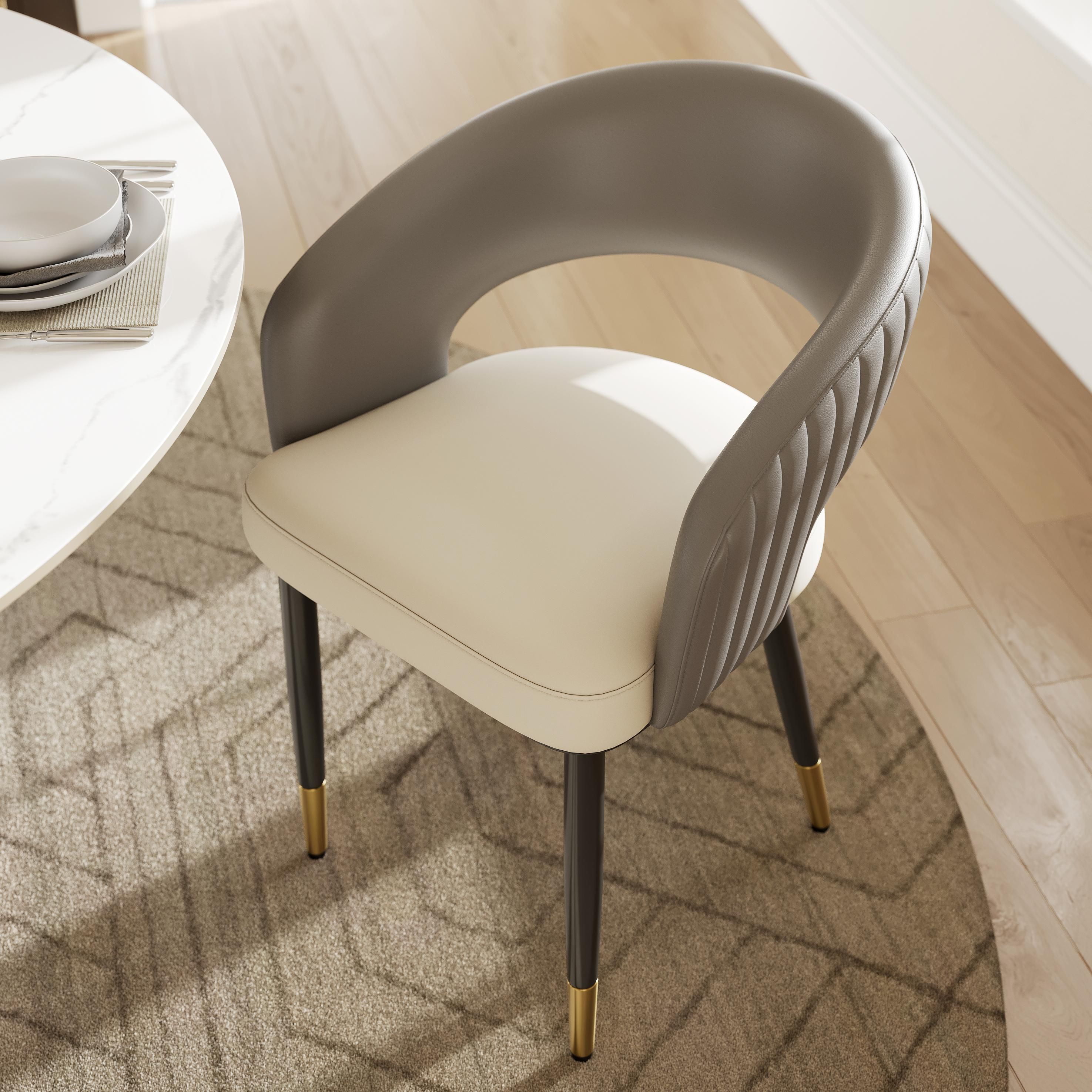 PU Leather Dark Gray PU Leather Dining Chairs