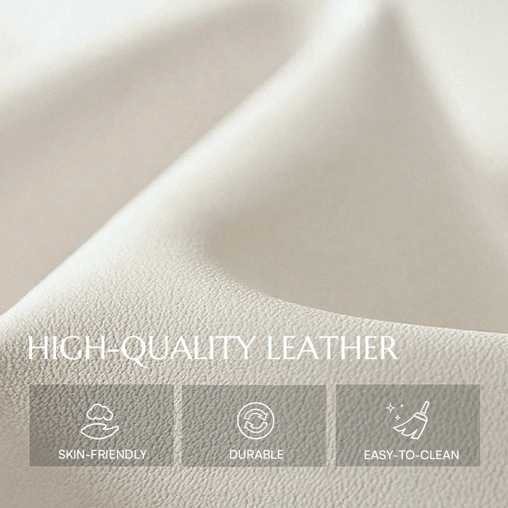 Beige Dark Gray PU Leather Dining Chairs