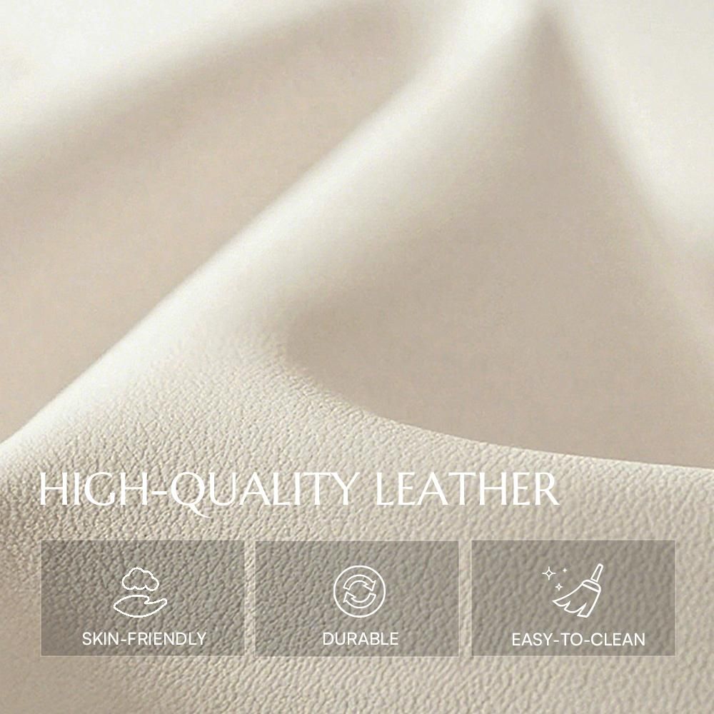 Stainless Steel Beige & Light Walnut PU Leather Dining Chairs