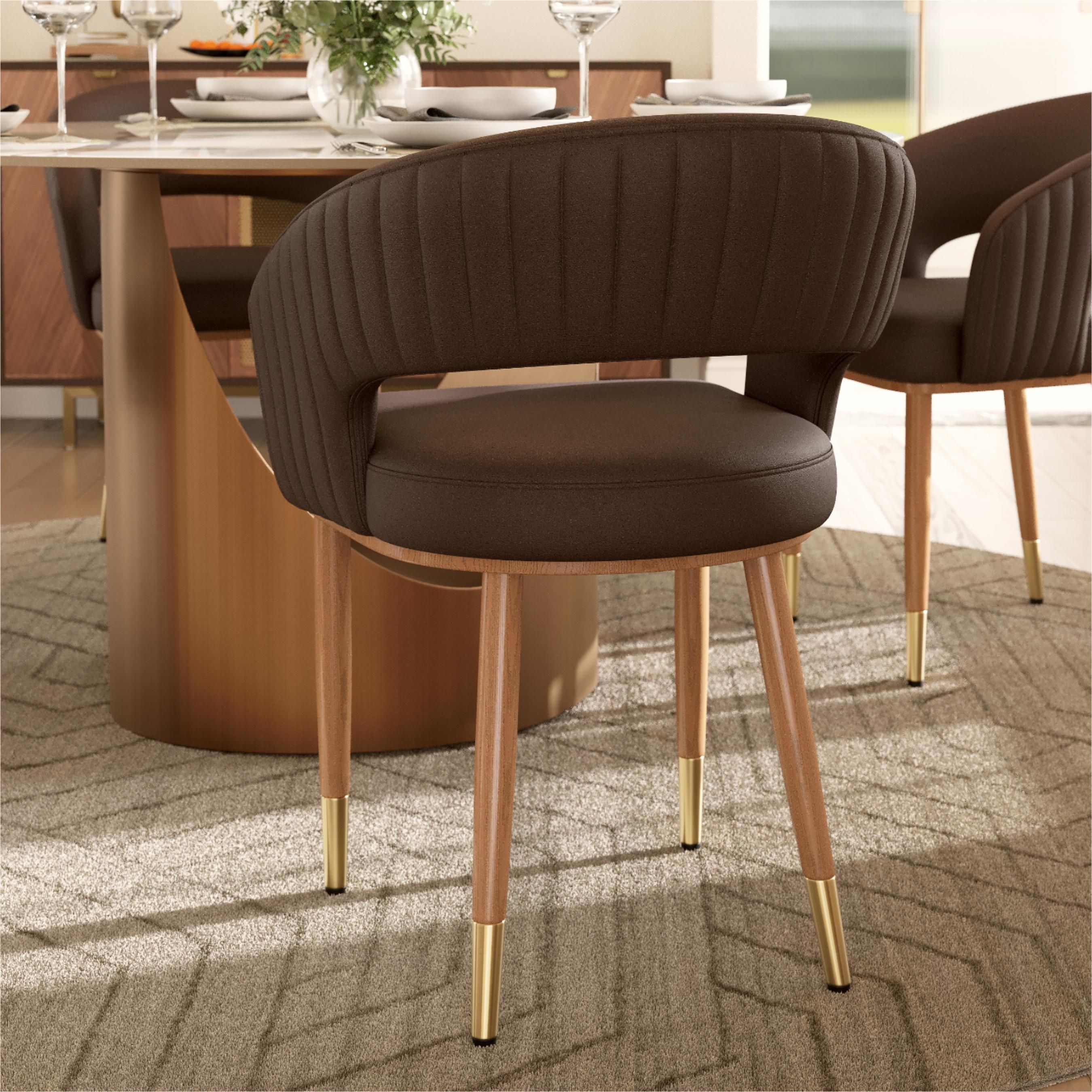 Stainless Steel Brown PU Leather Dining Chairs