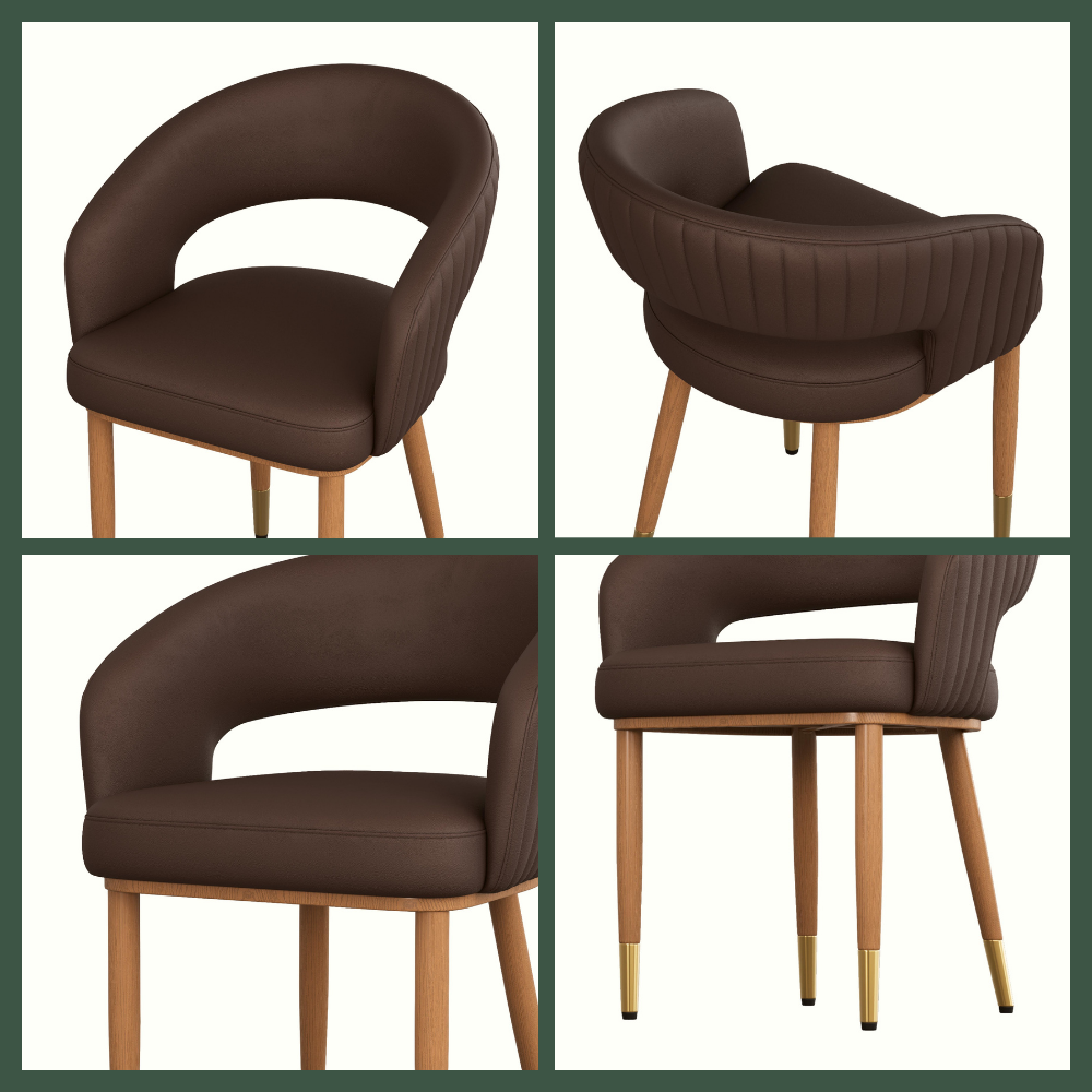 PU Leather Brown PU Leather Dining Chairs