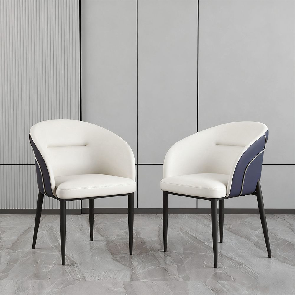 Gray Blue & Beige PU Leather Dining Chairs