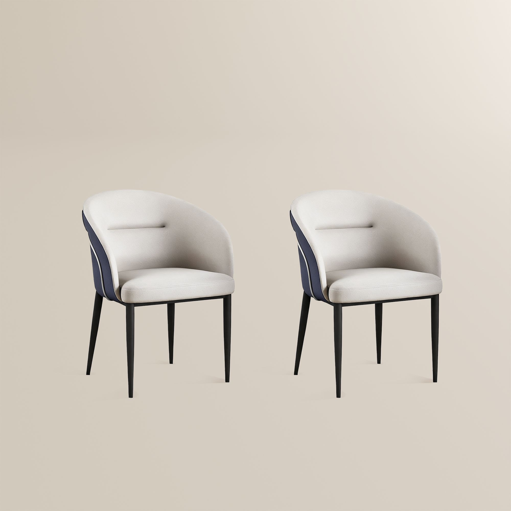 Leather Blue & Beige PU Leather Dining Chairs