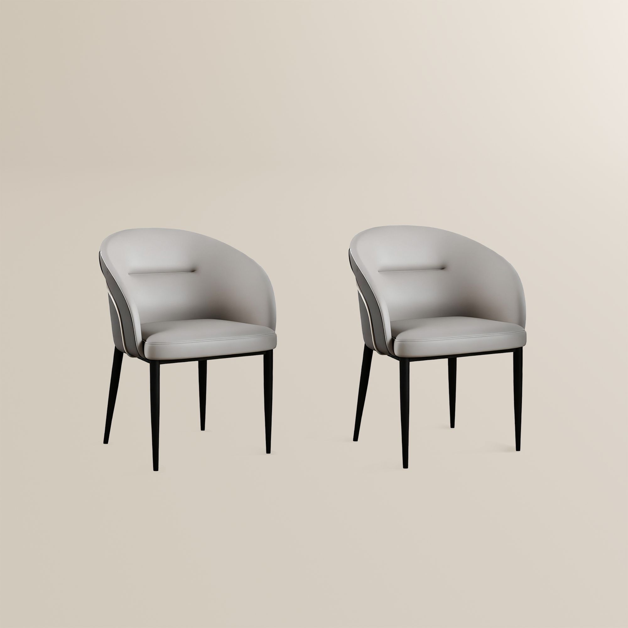 Barrel Light Gray & Gray PU Leather Dining Chairs