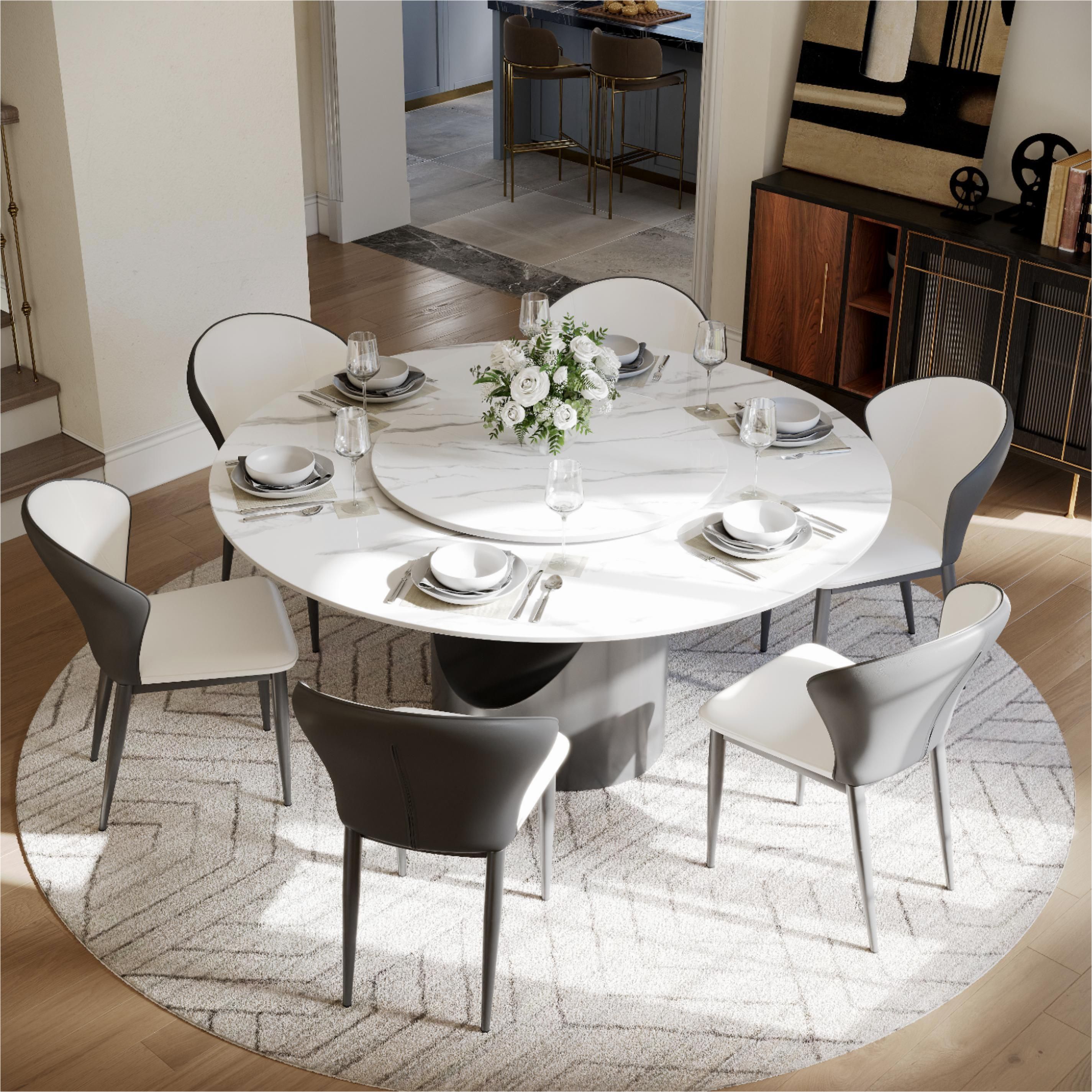 Easy Assembly Beige & Gray PU Leather Dining Chairs