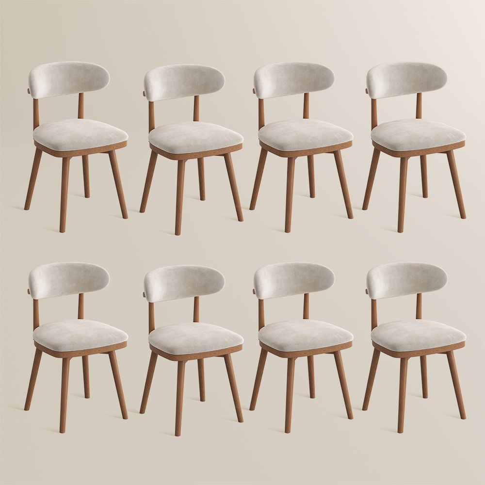 Silva Beige & Light Walnut Cotton Linen Dining Chairs