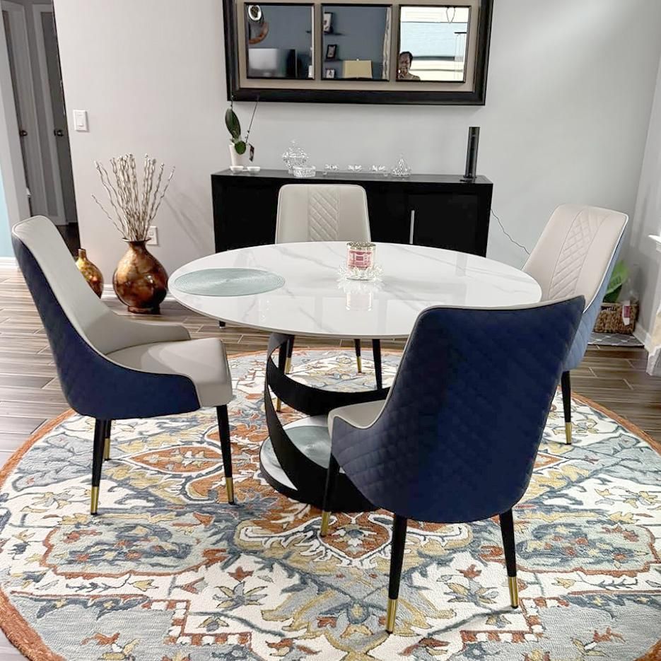 Modern Navy Blue PU Leather Dining Chairs