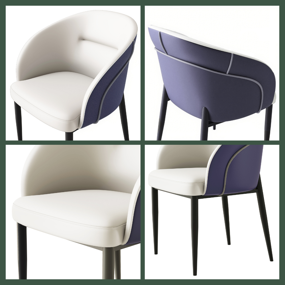 Gray Blue & Beige PU Leather Dining Chairs