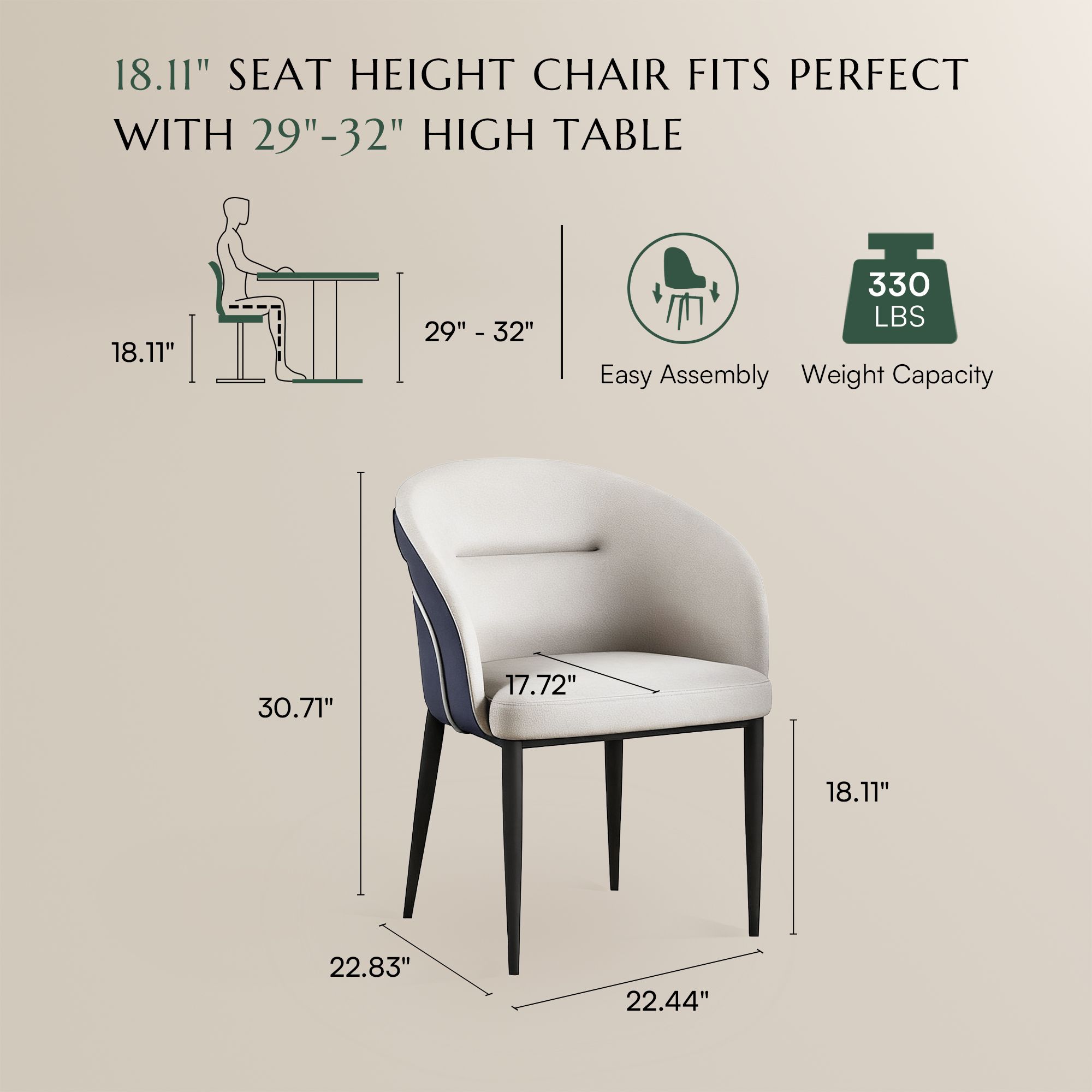 Blue Blue & Beige PU Leather Dining Chairs