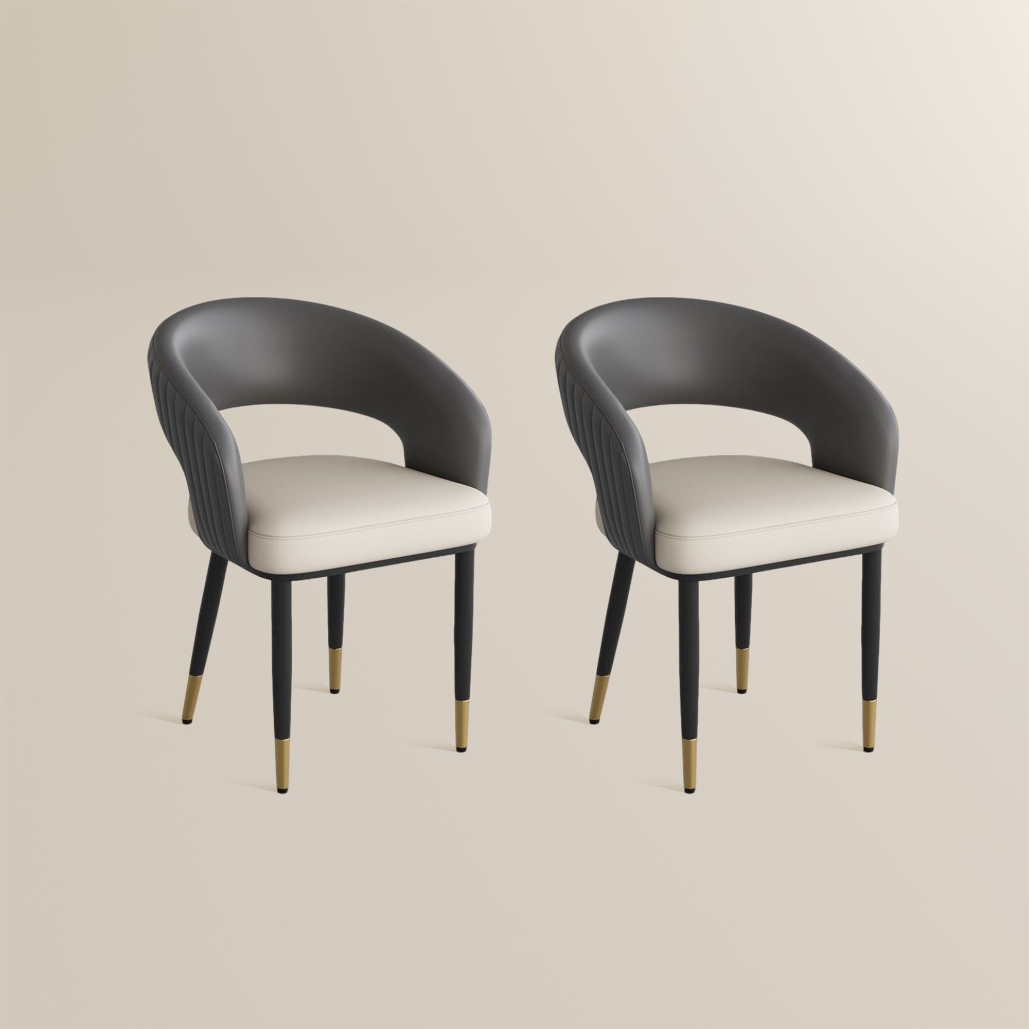 Modern Beige & Gray PU Leather Dining Chairs