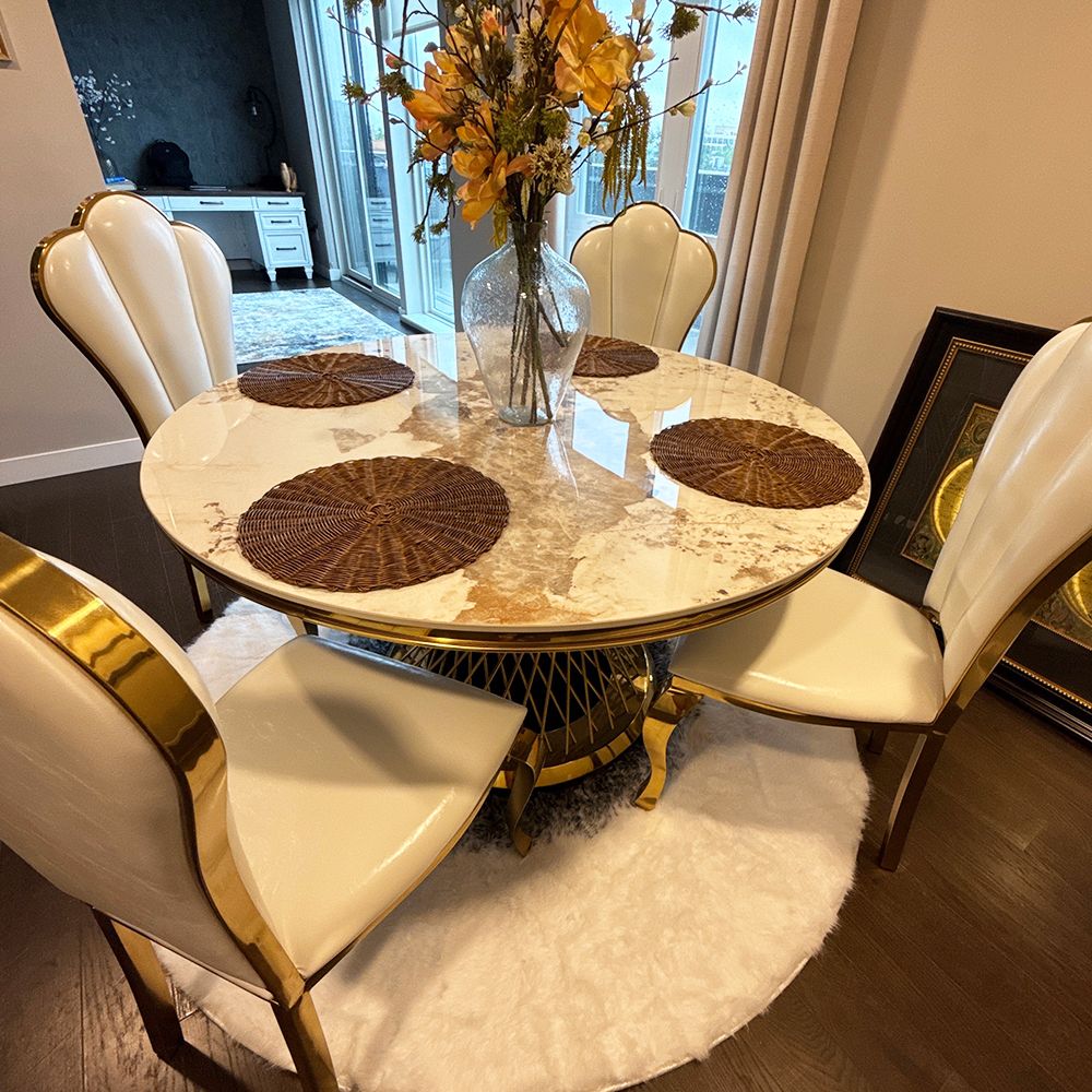 Side Chairs White PU Leather Dining Chairs