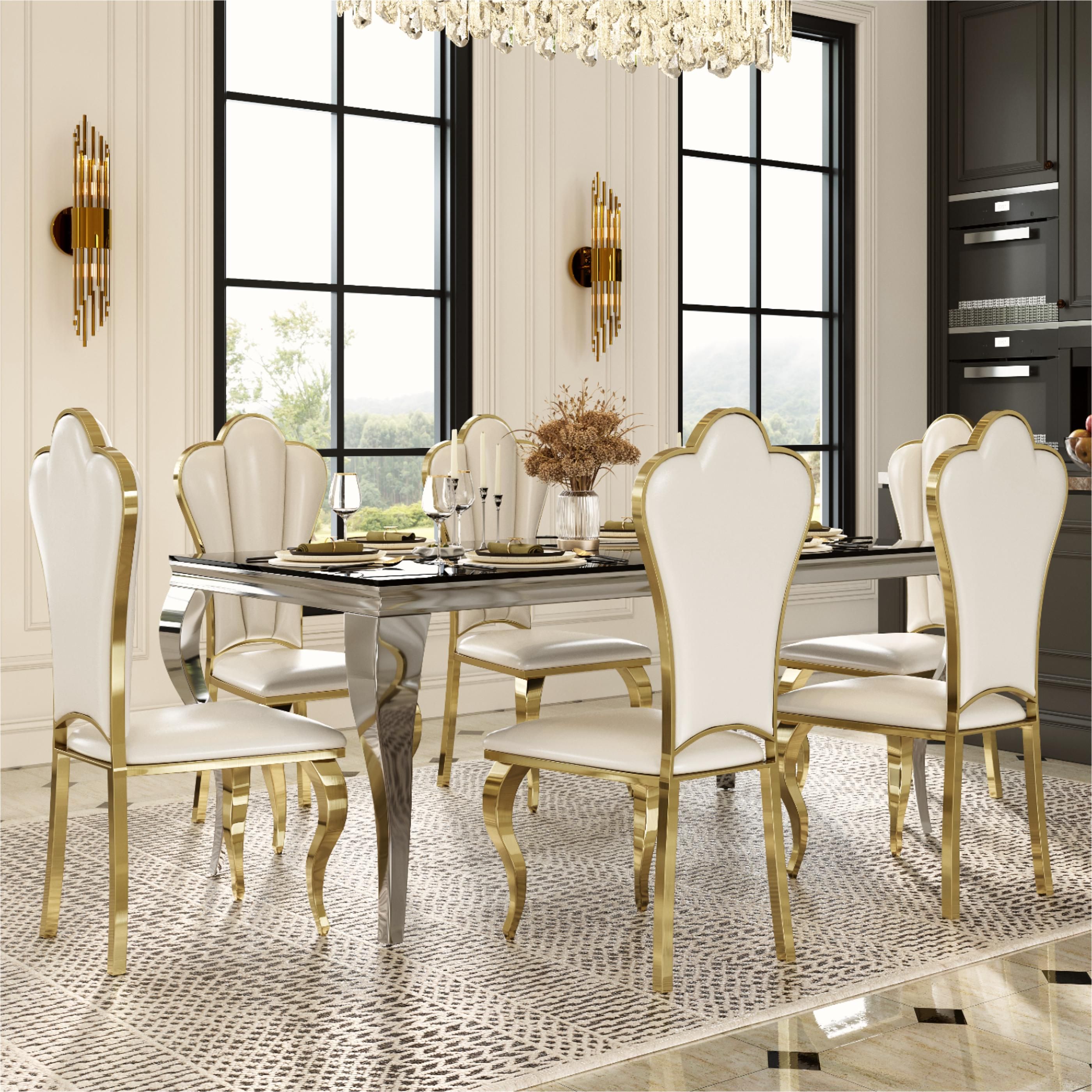 PU Leather White PU Leather Dining Chairs