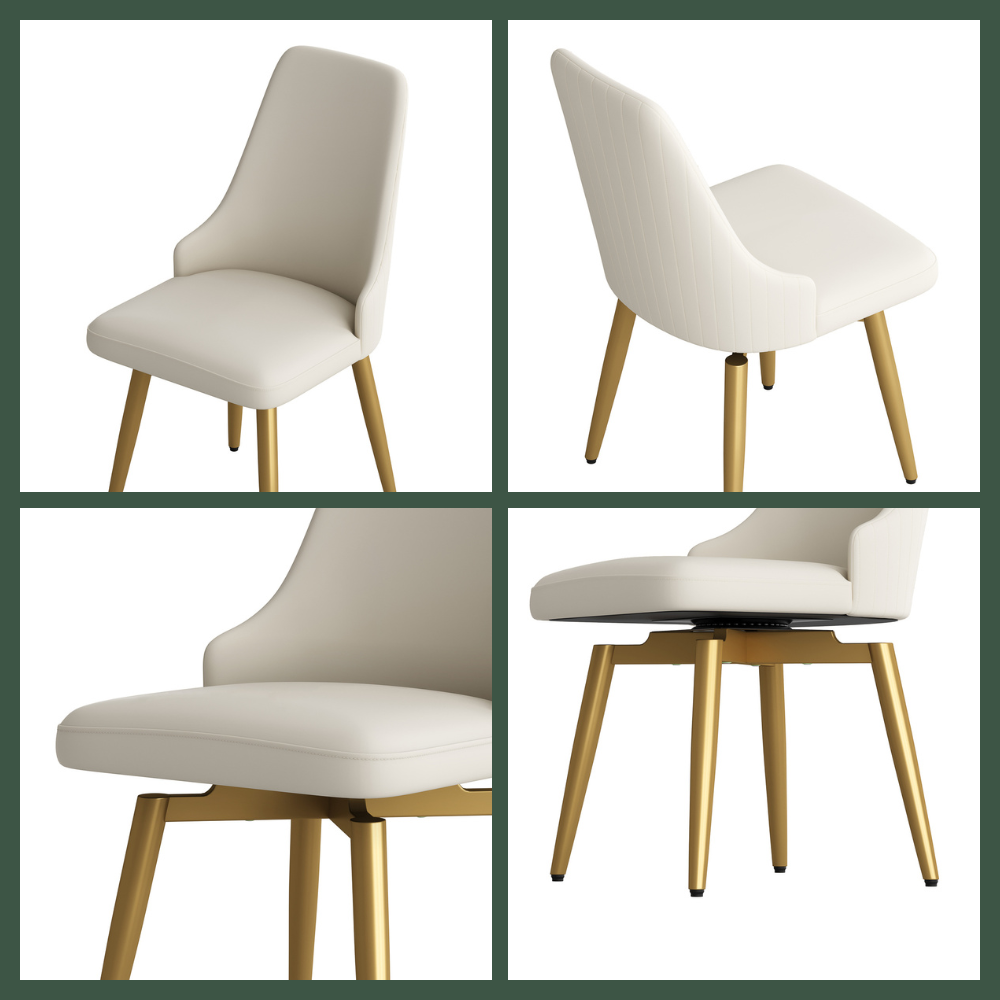 PU Leather Beige PU Leather Dining Chairs