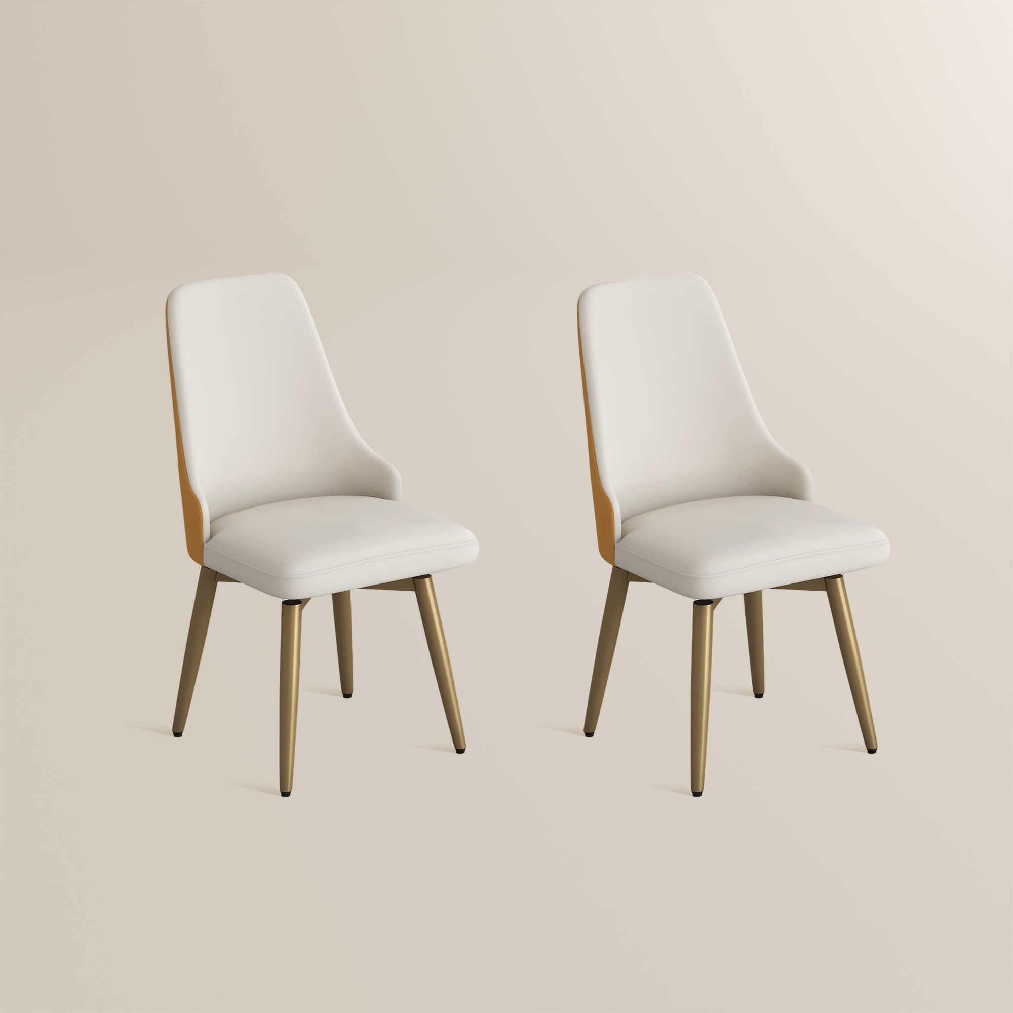Stainless Steel Orange & Beige PU Leather Dining Chairs