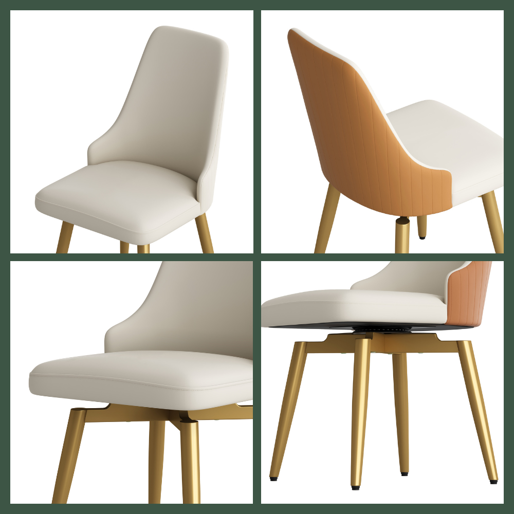Rotate Orange & Beige PU Leather Dining Chairs