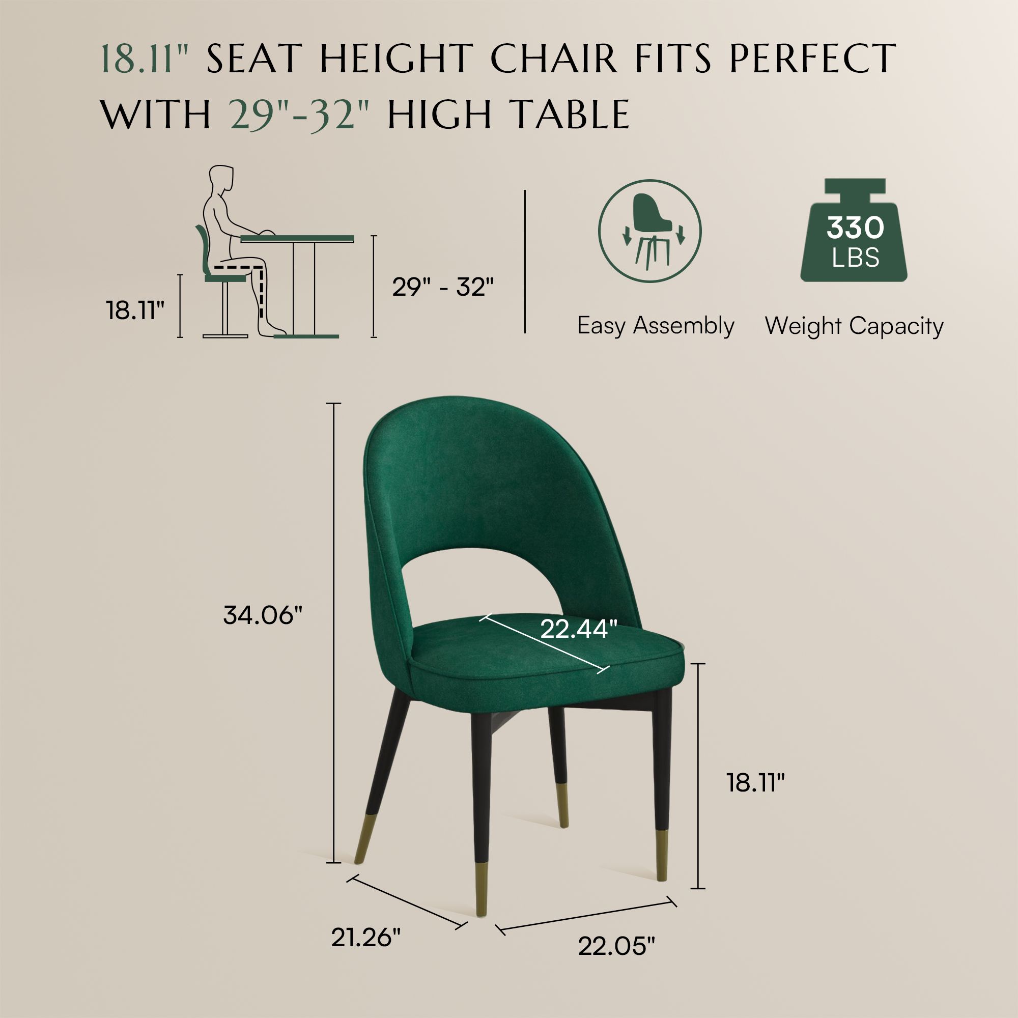 Green Green & Black Flannel Dining Chairs