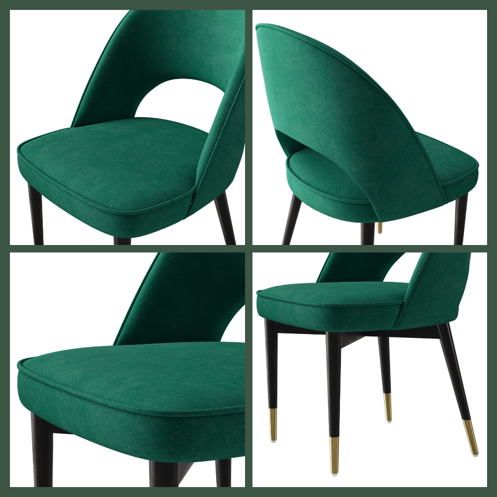 Easy Assembly Green & Black Flannel Dining Chairs