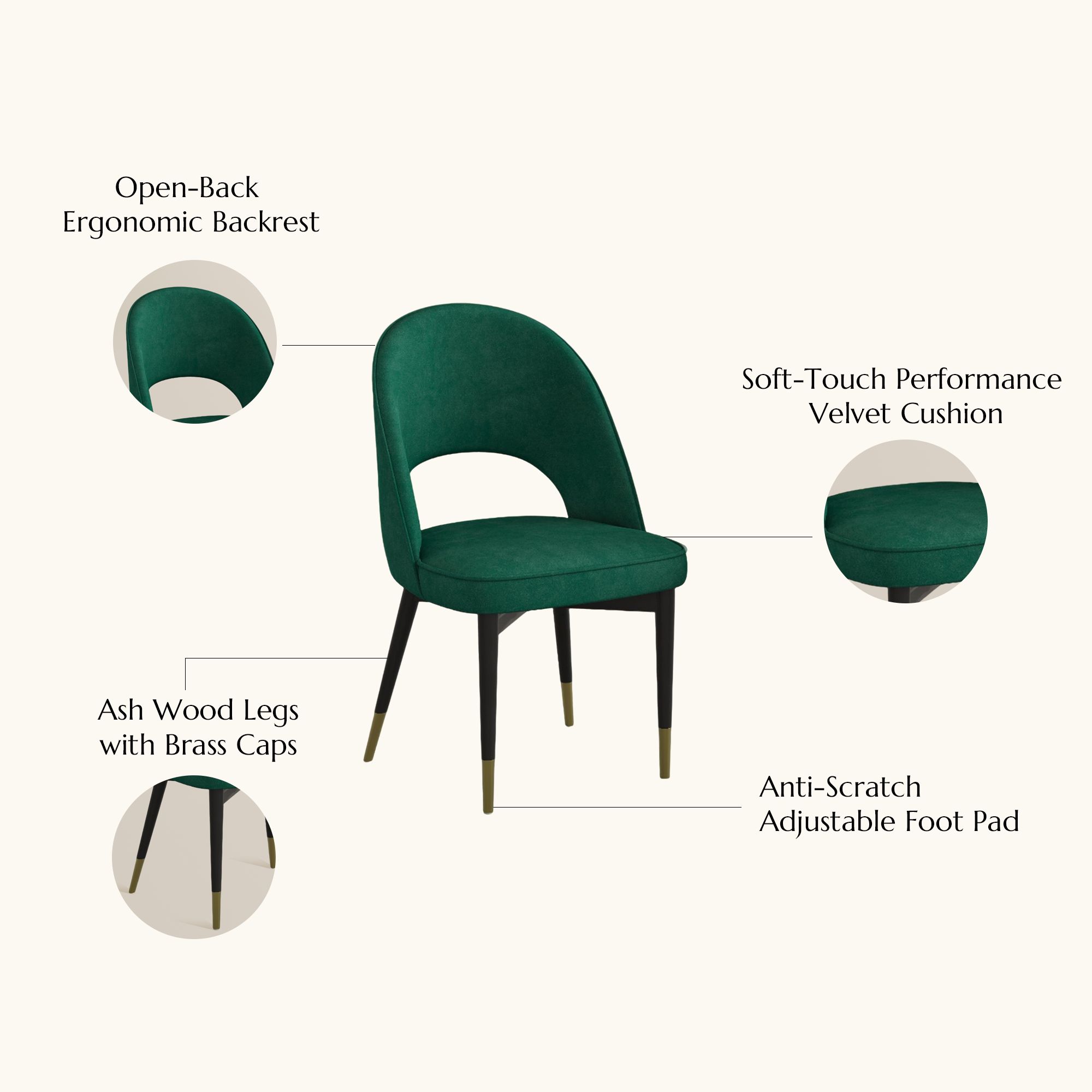 Easy Assembly Green & Black Flannel Dining Chairs