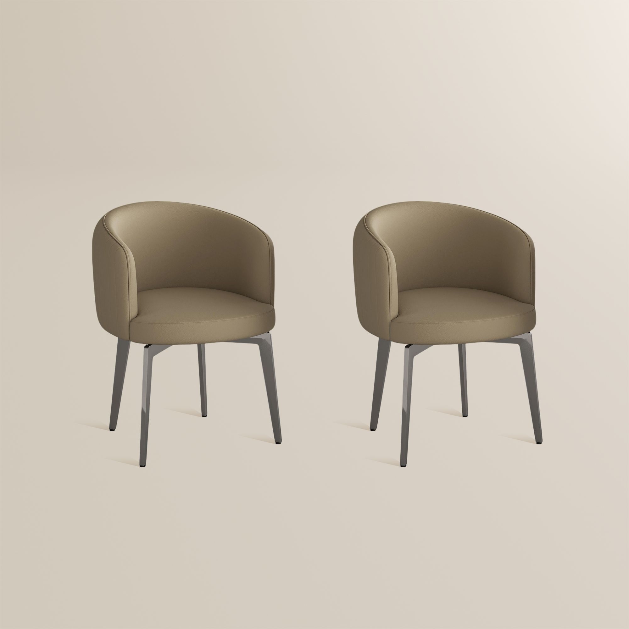 Stainless Steel Khaki PU Leather Dining Chairs