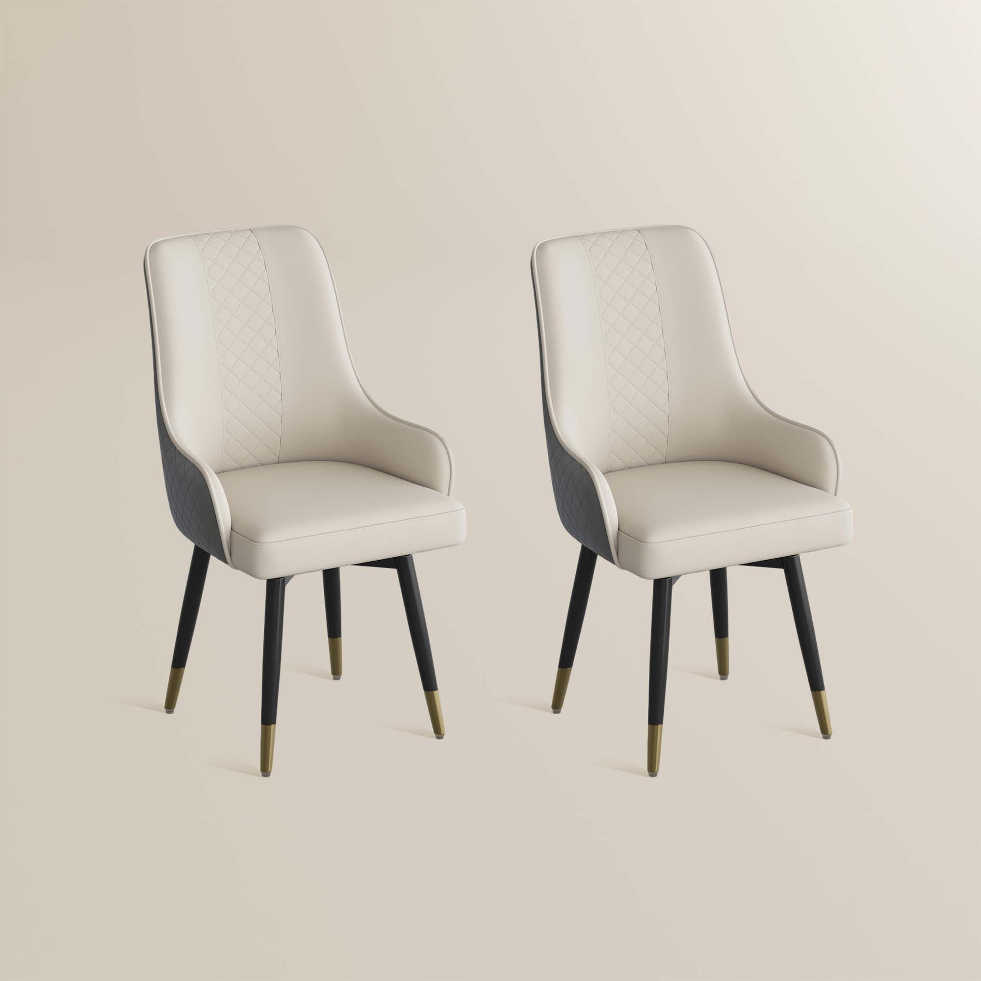 Light Gray Gray & Light Gray PU Leather Dining Chairs