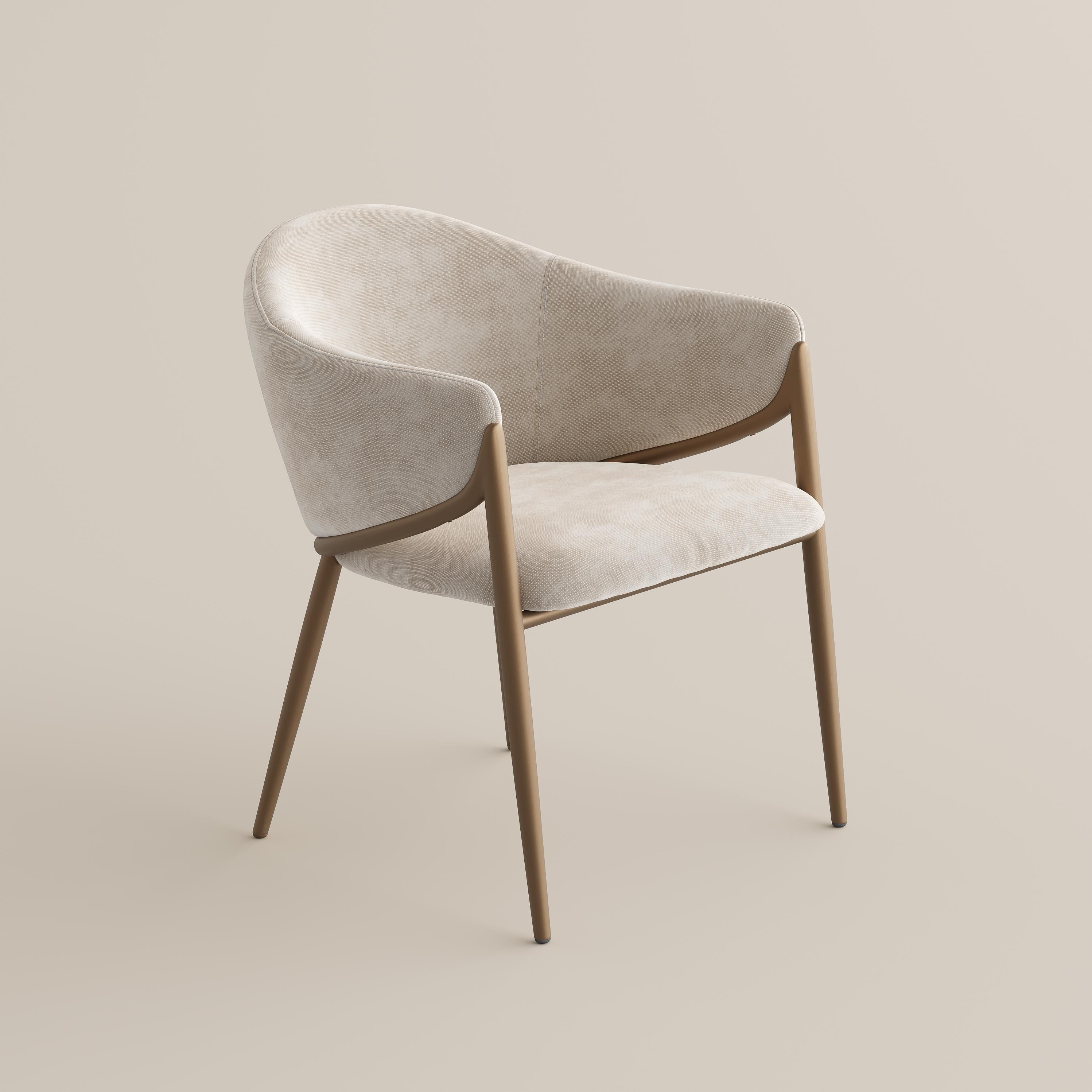 Carbon Steel Beige & Bronze Cotton Linen Dining Chairs