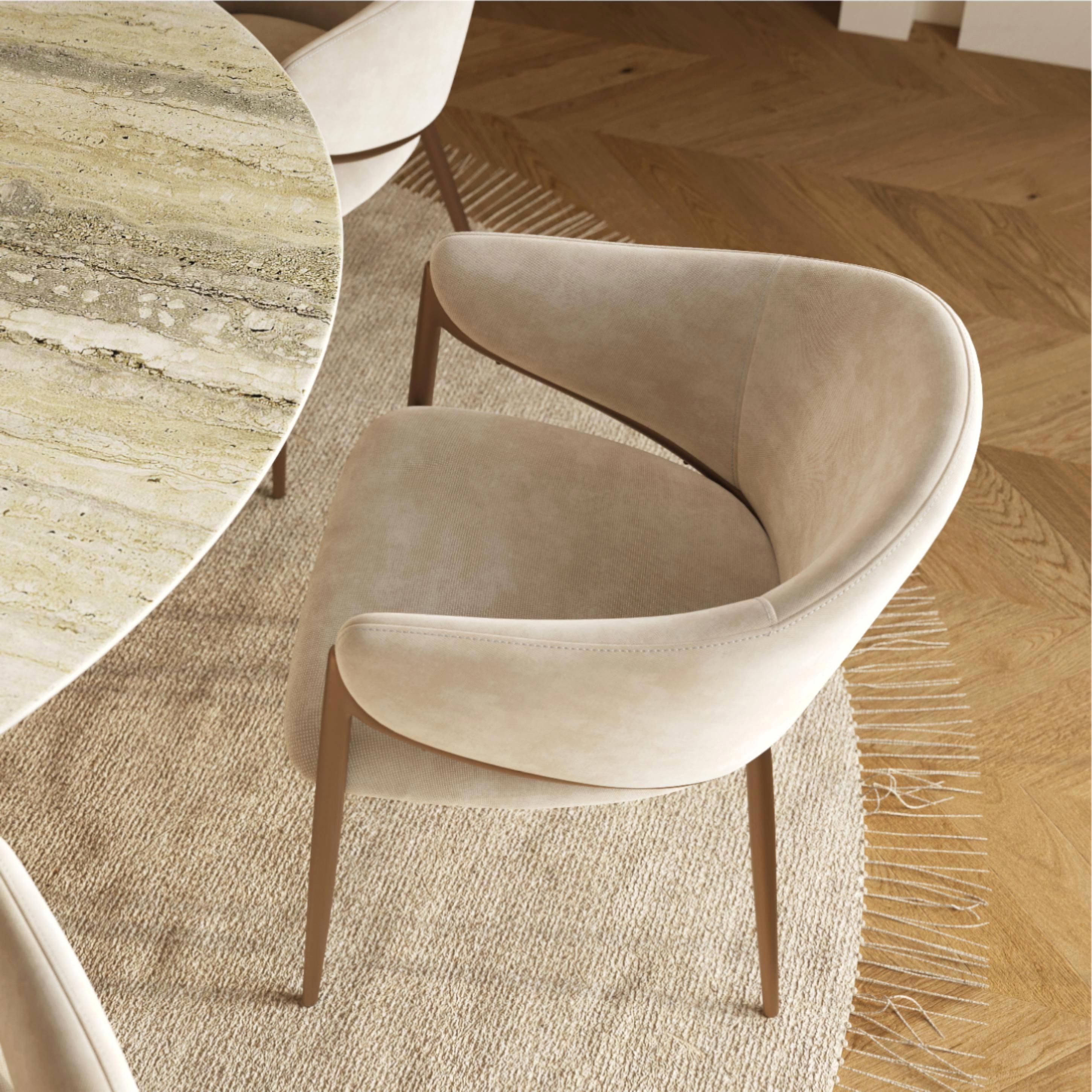 Fully Assembled Beige & Bronze Cotton Linen Dining Chairs