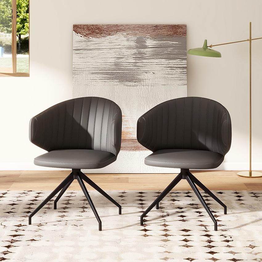 Gray Gray Scratch-Resistant PU Leather Dining Chairs