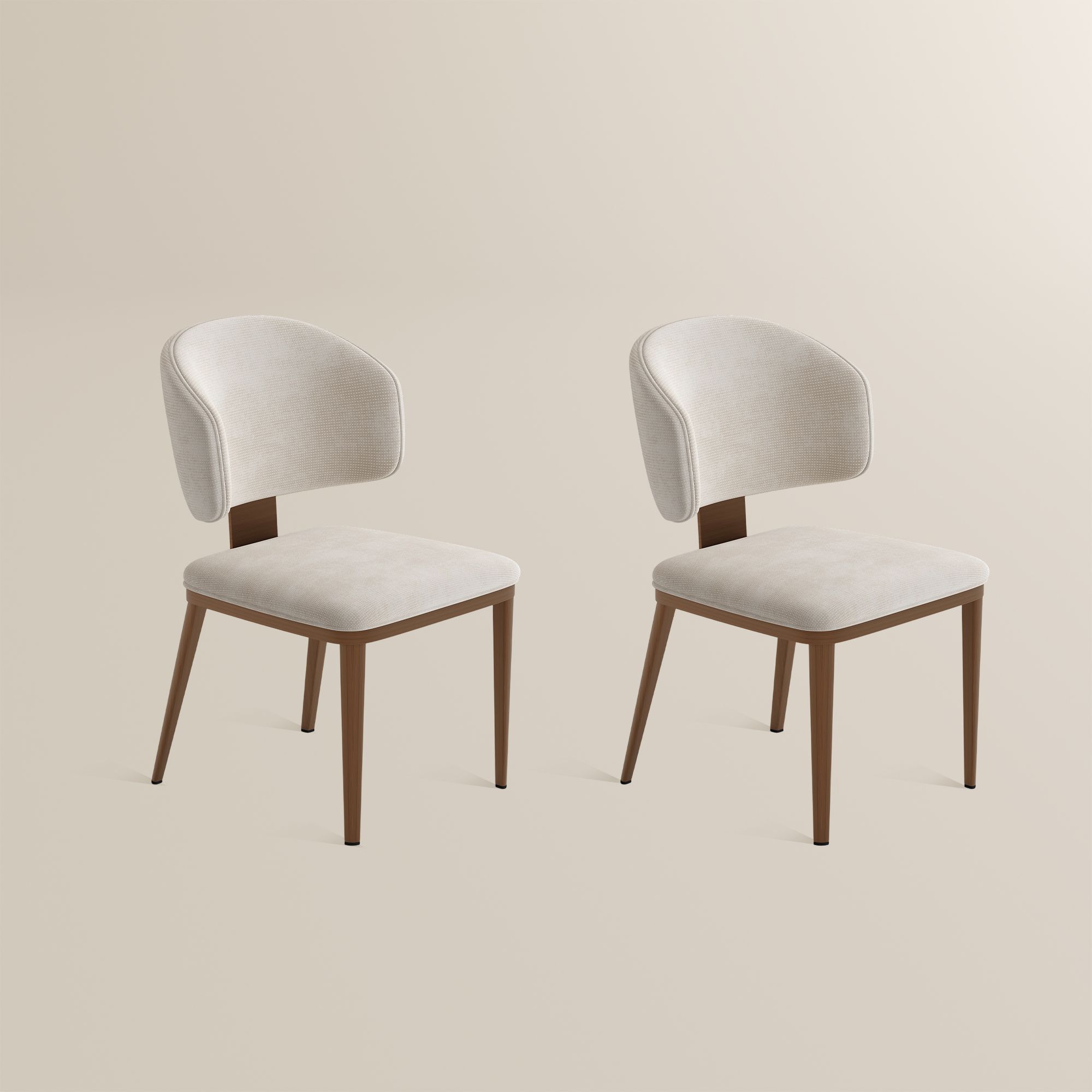 Fully Assembled Beige & Bronze Cotton Linen Dining Chairs