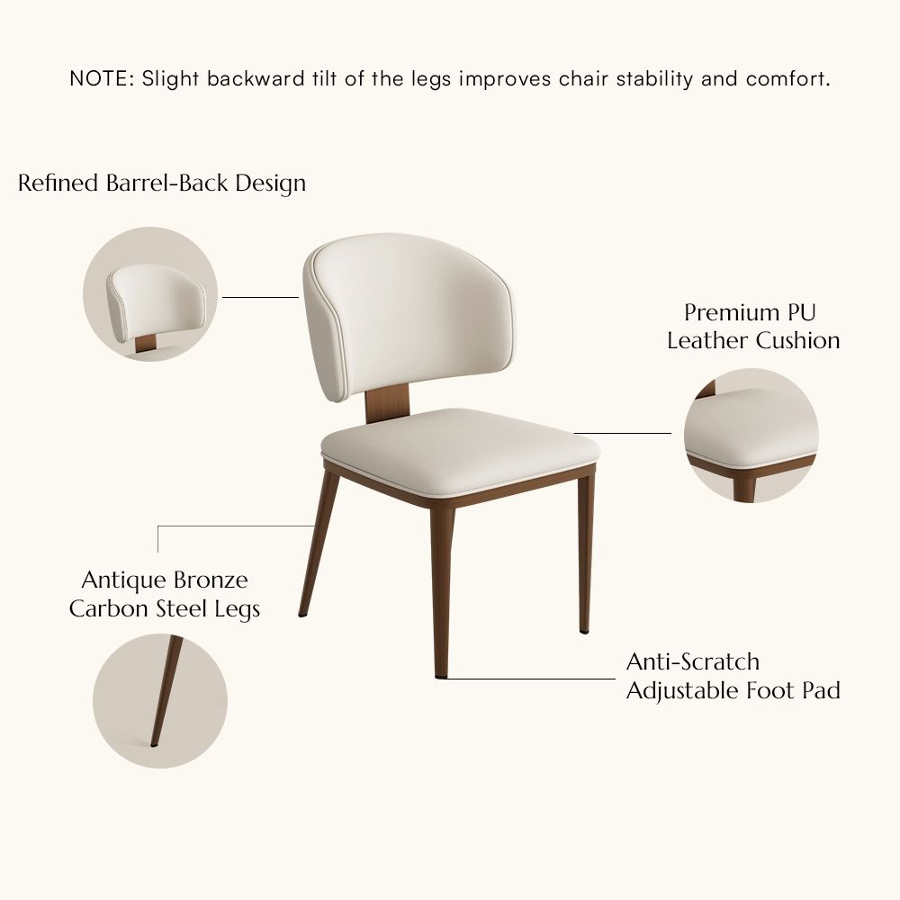 Fully Assembled Beige & Bronze PU Leather Dining Chairs