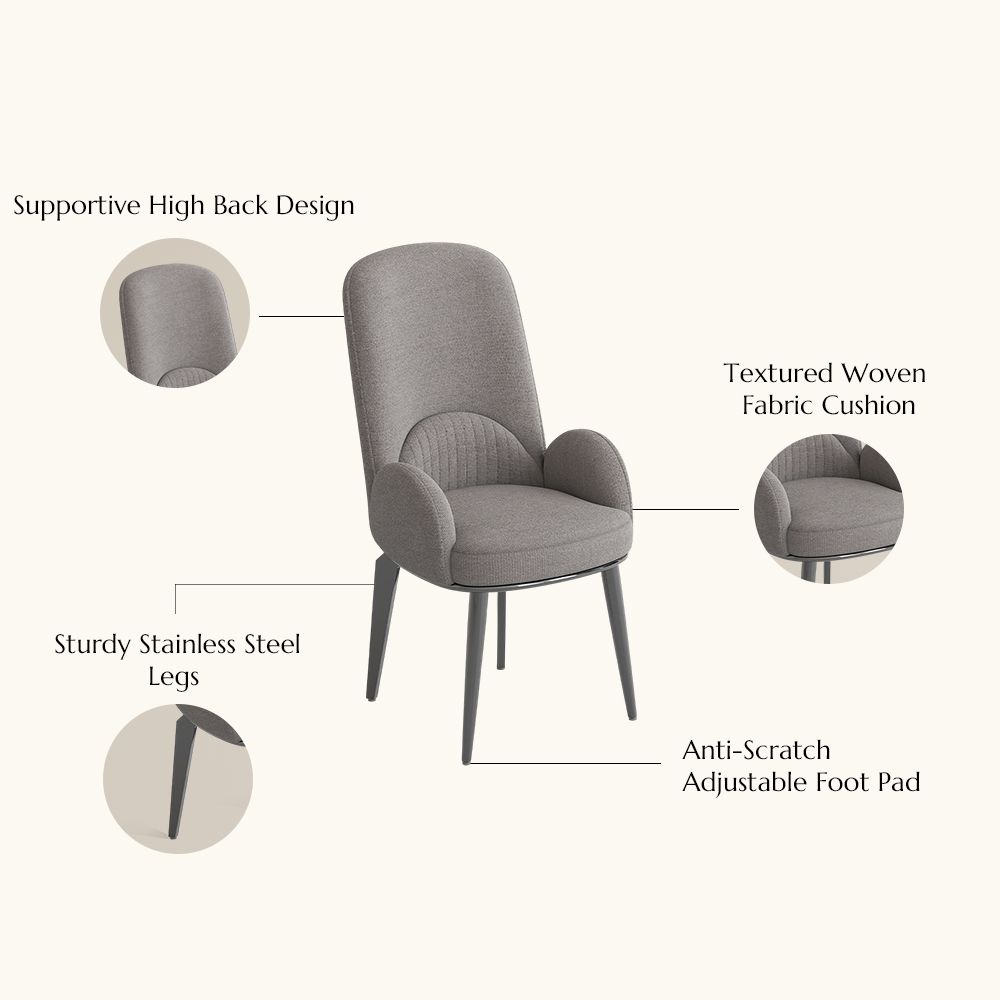 Easy Assembly Gray & Silver Woven Fabric Dining Chairs