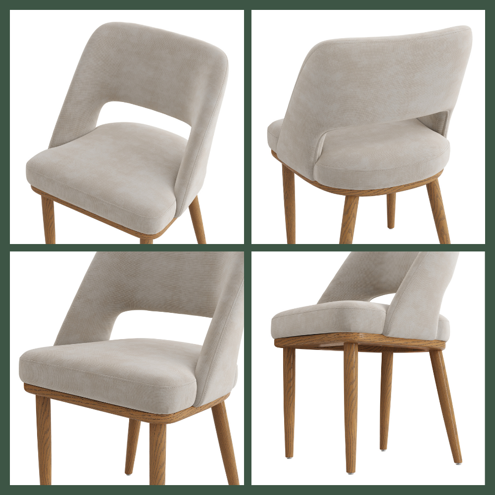 Cotton & Linen Beige Cotton Linen Dining Chairs