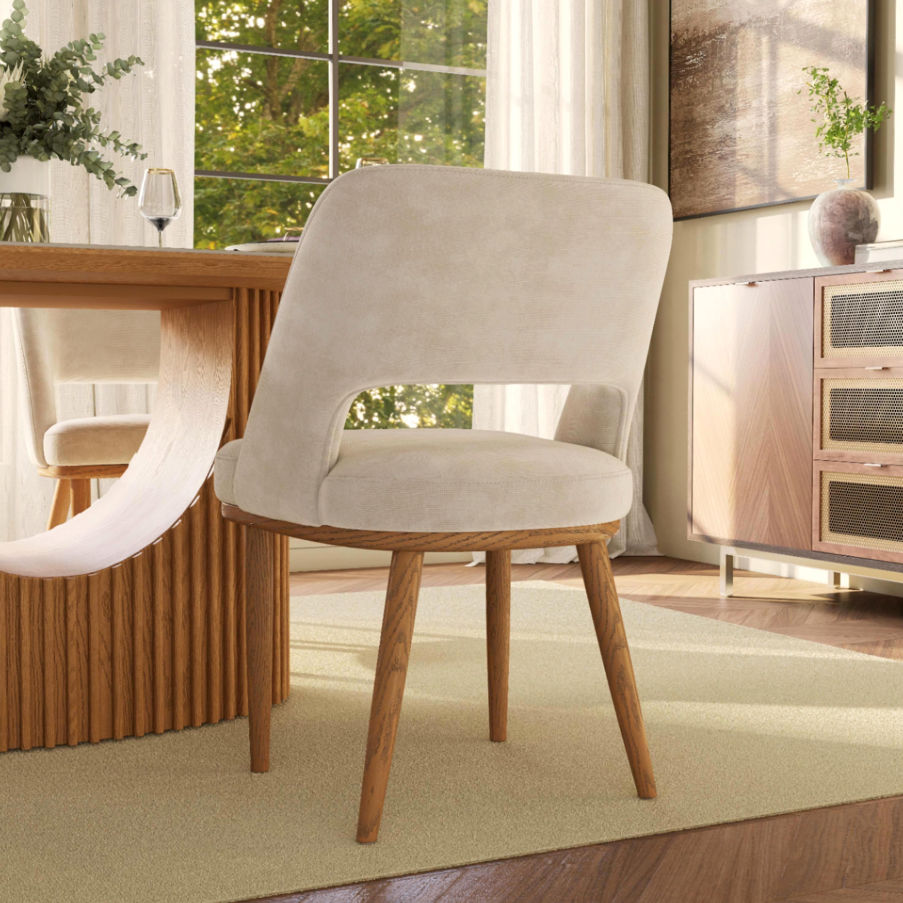 Easy Assembly Beige Cotton Linen Dining Chairs