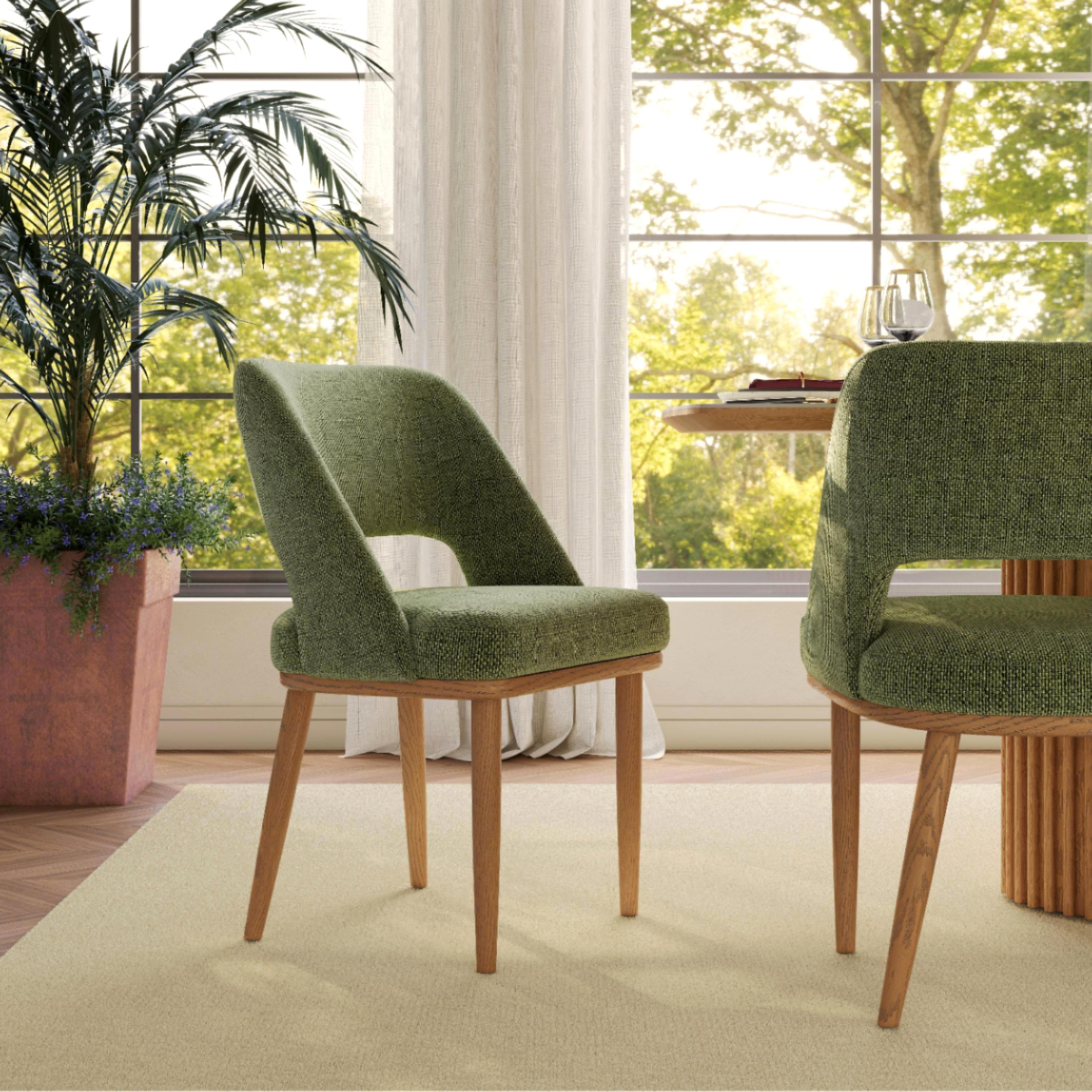 Fabric Green Woven Fabric Dining Chairs