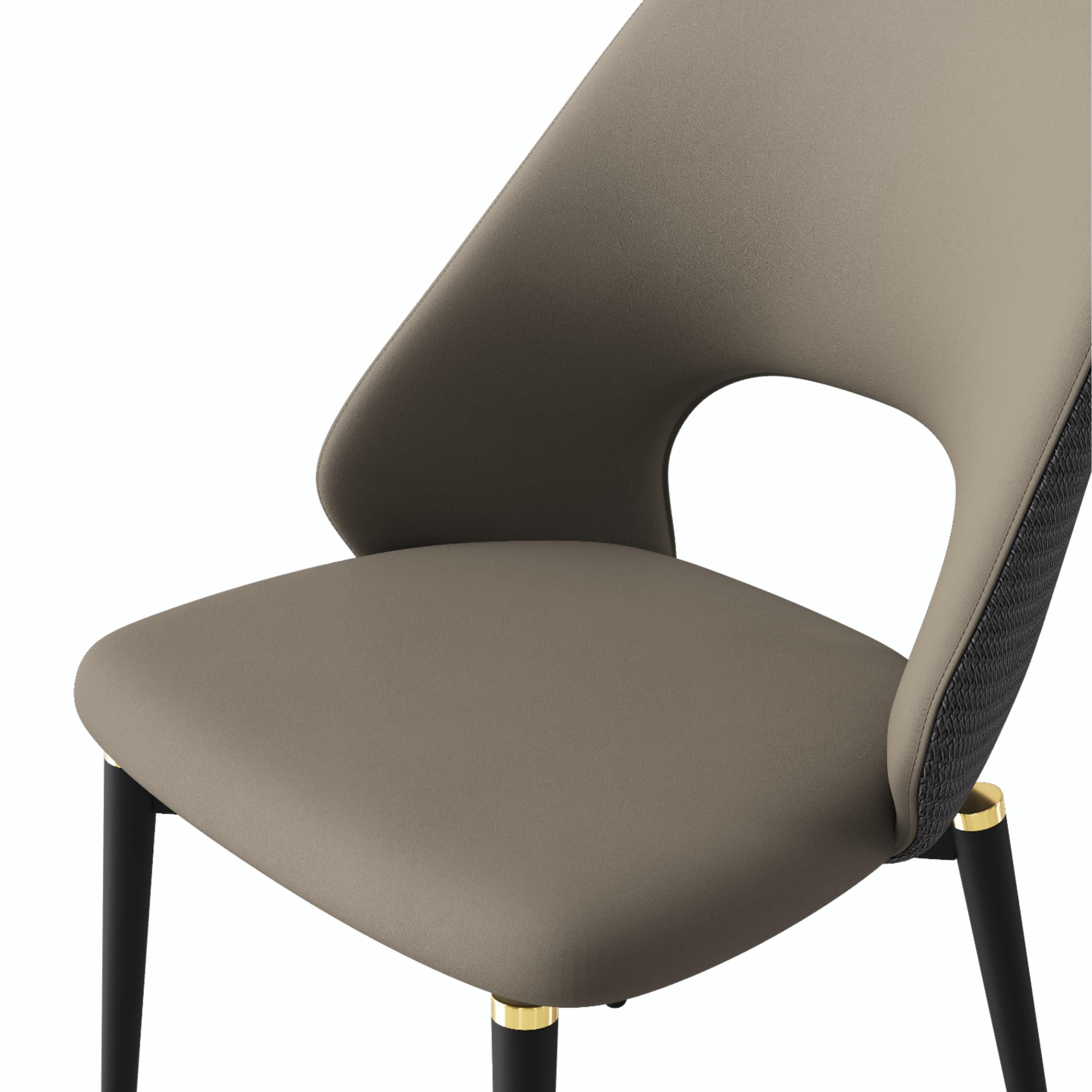 Easy Assembly Brown & Gray PU Leather Dining Chairs