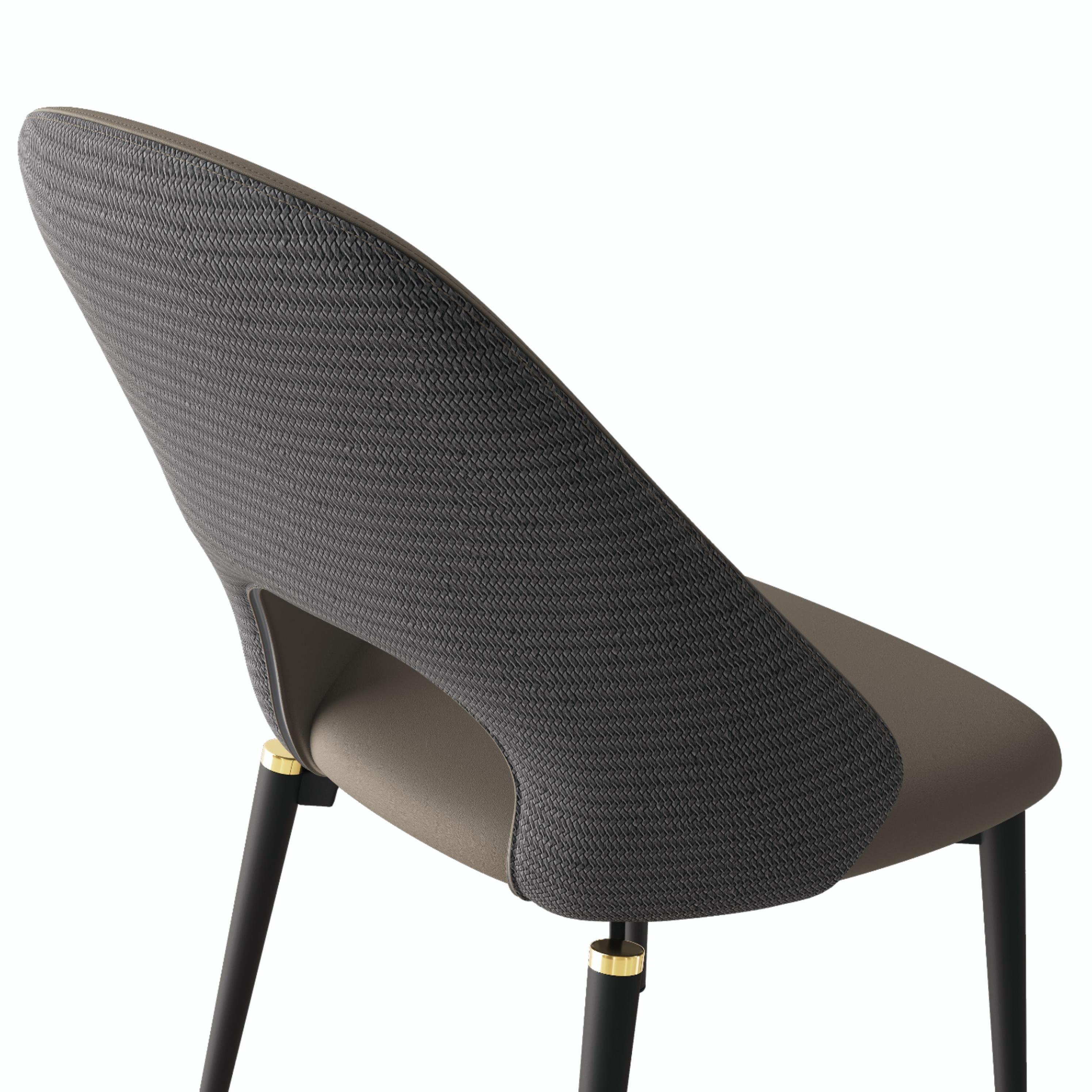 Easy Assembly Brown & Gray PU Leather Dining Chairs