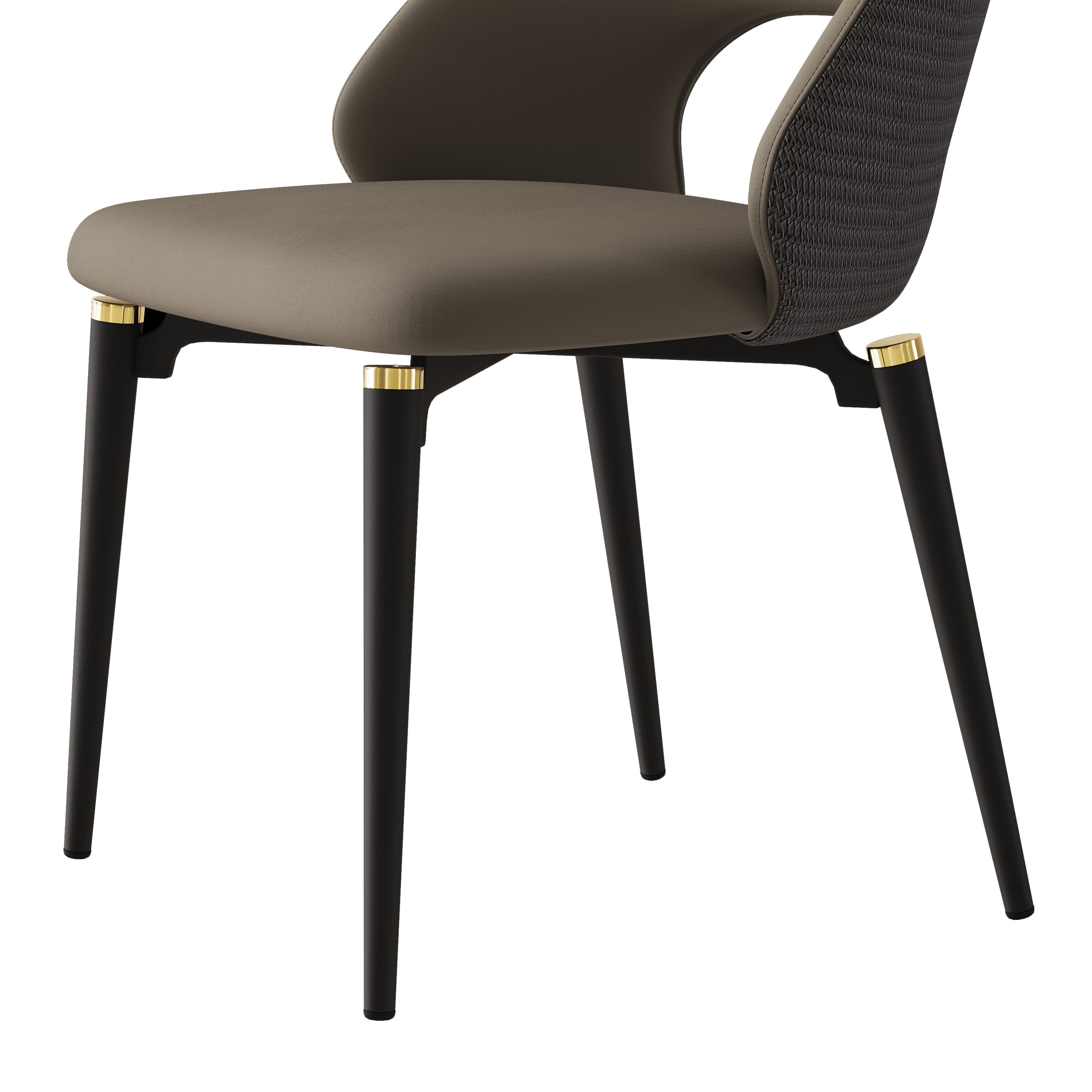 Carbon Steel Brown & Gray PU Leather Dining Chairs