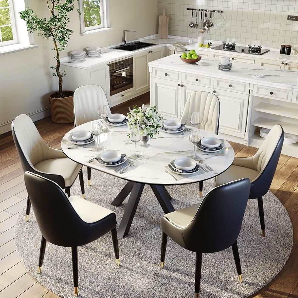 PU Leather Black & Beige PU Leather Dining Chairs