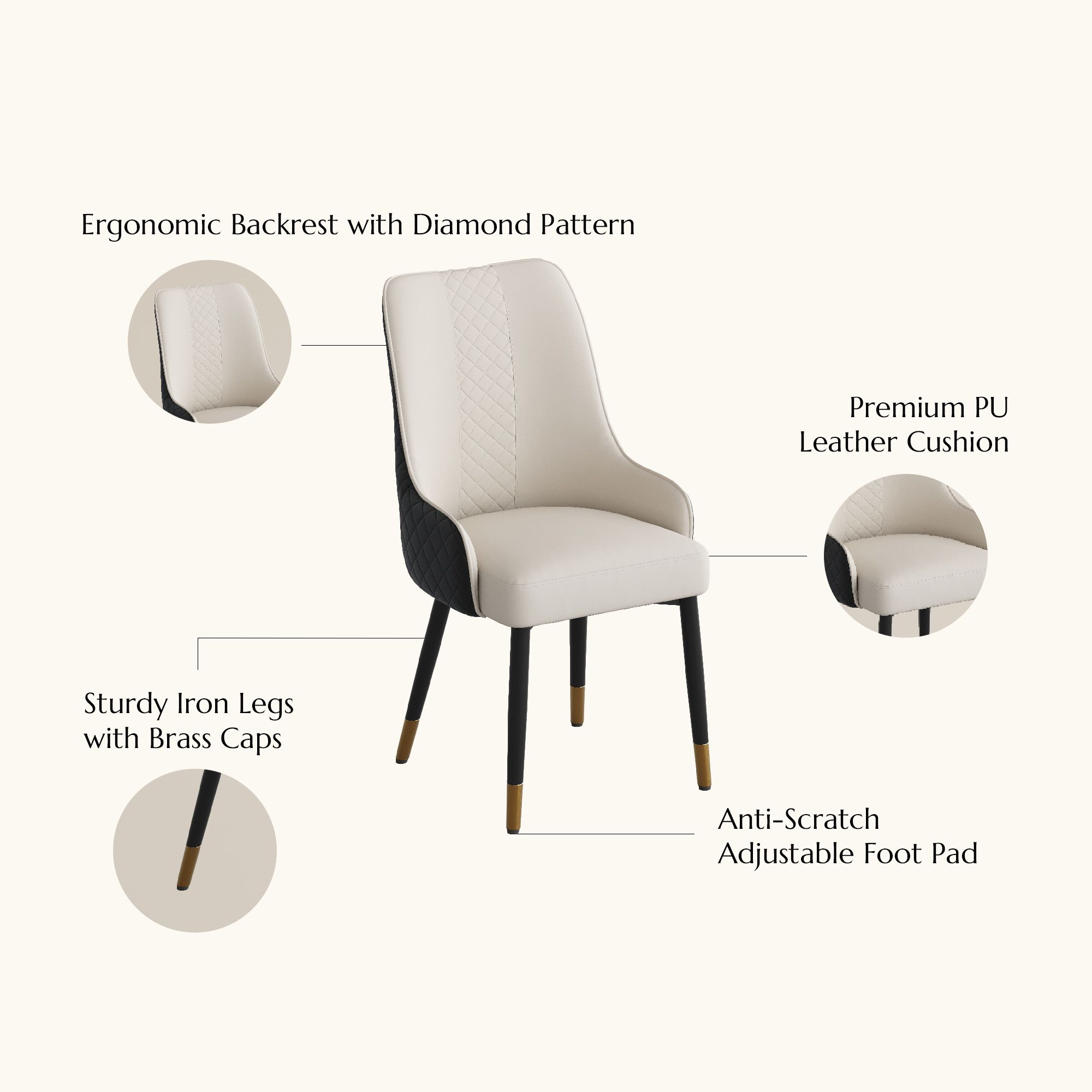 Armchairs Black PU Leather Dining Chairs