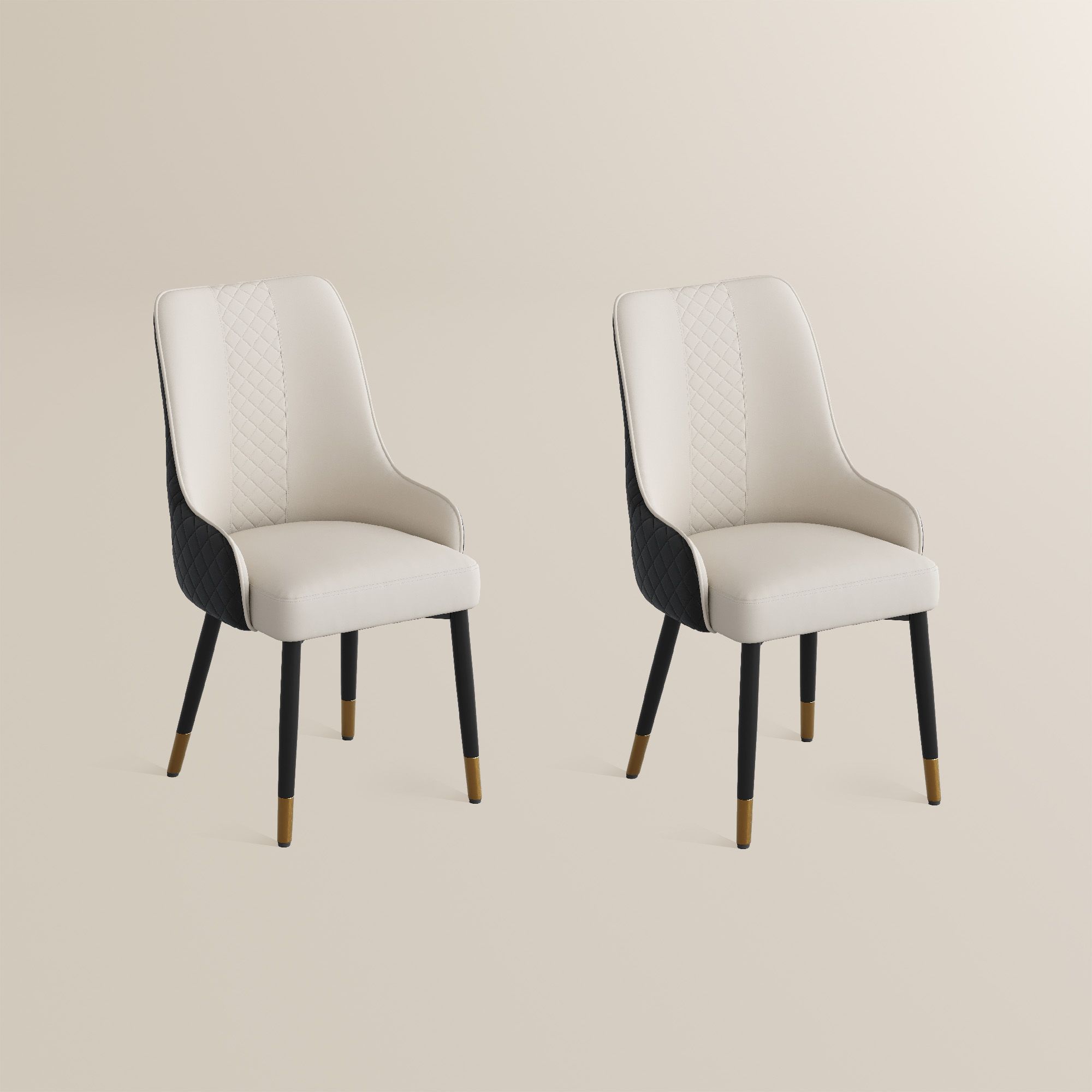 Light Gray Black PU Leather Dining Chairs