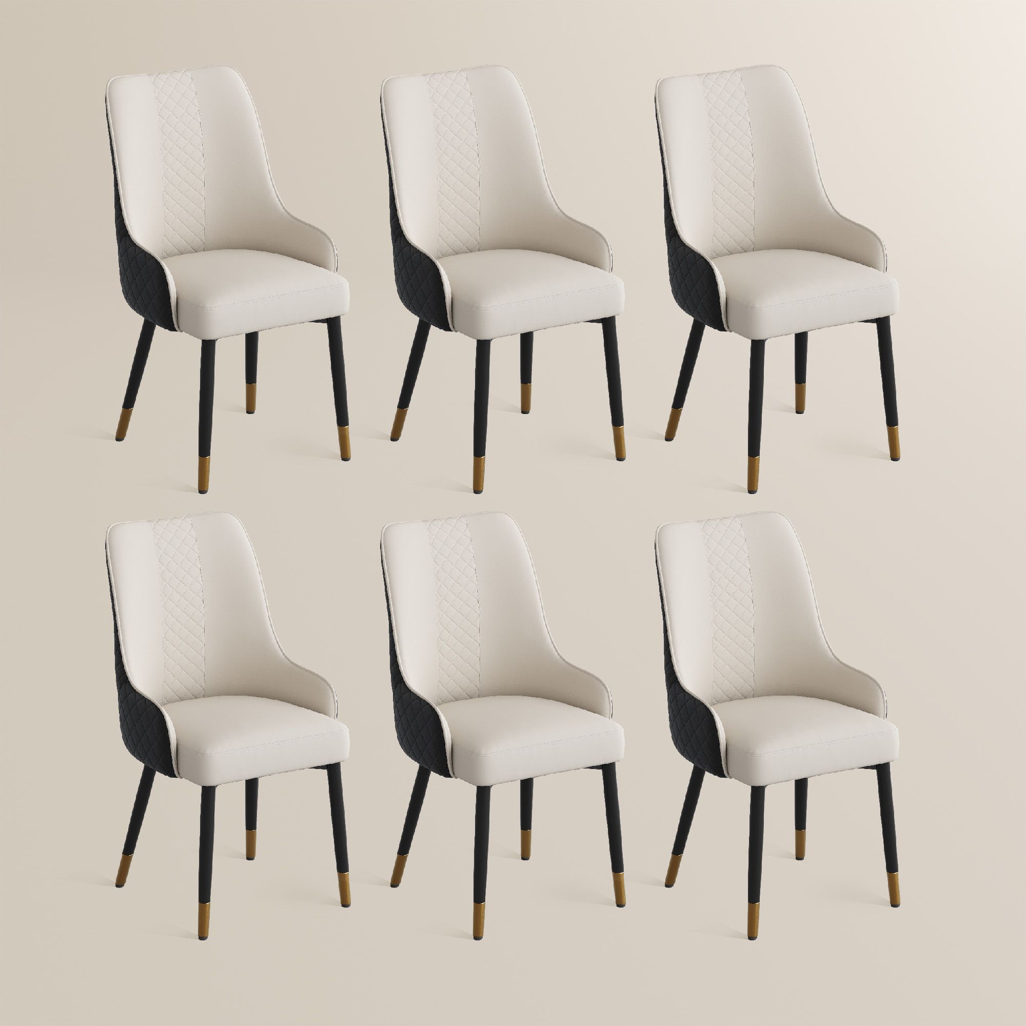 Light Gray Black PU Leather Dining Chairs