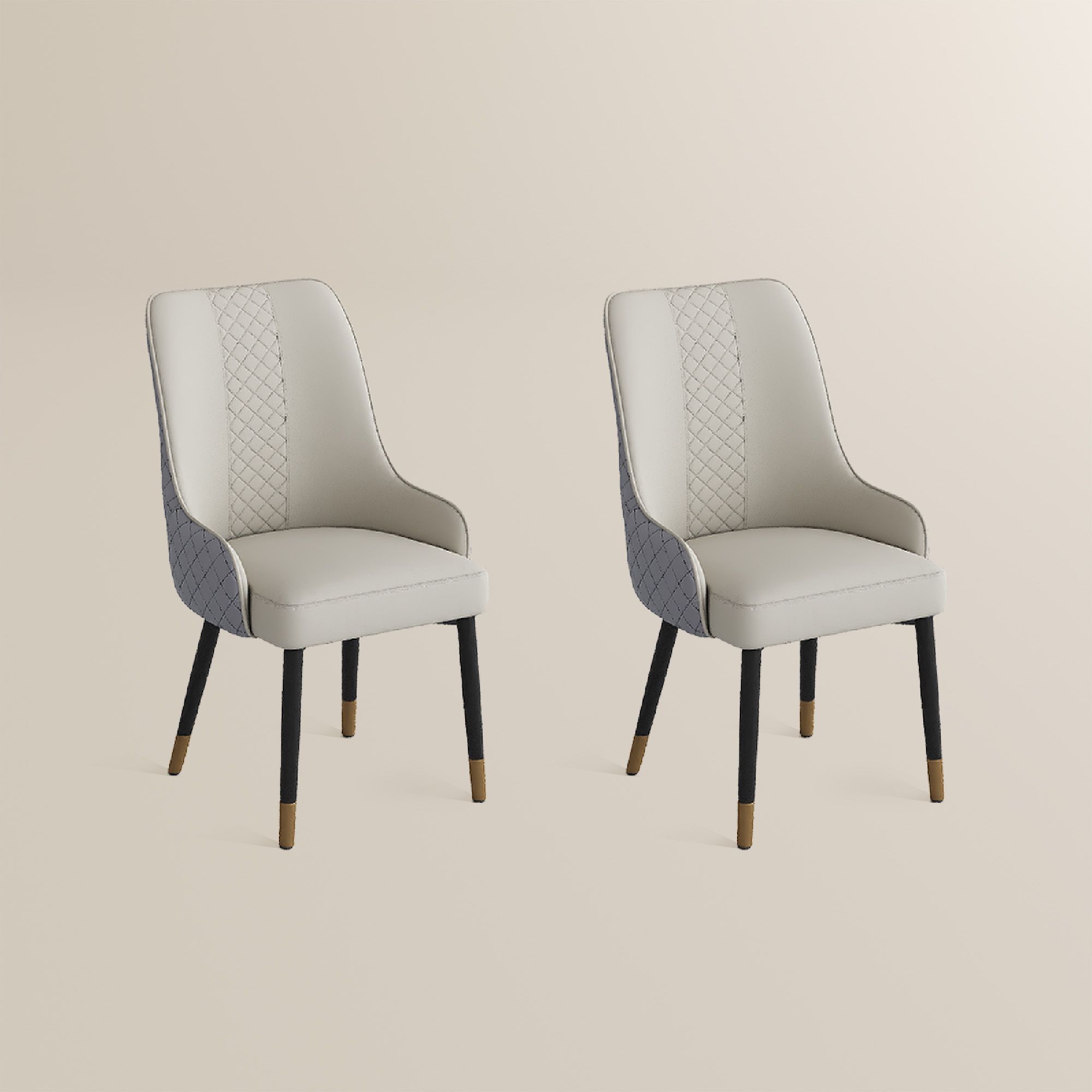 Light Gray Gray PU Leather Dining Chairs