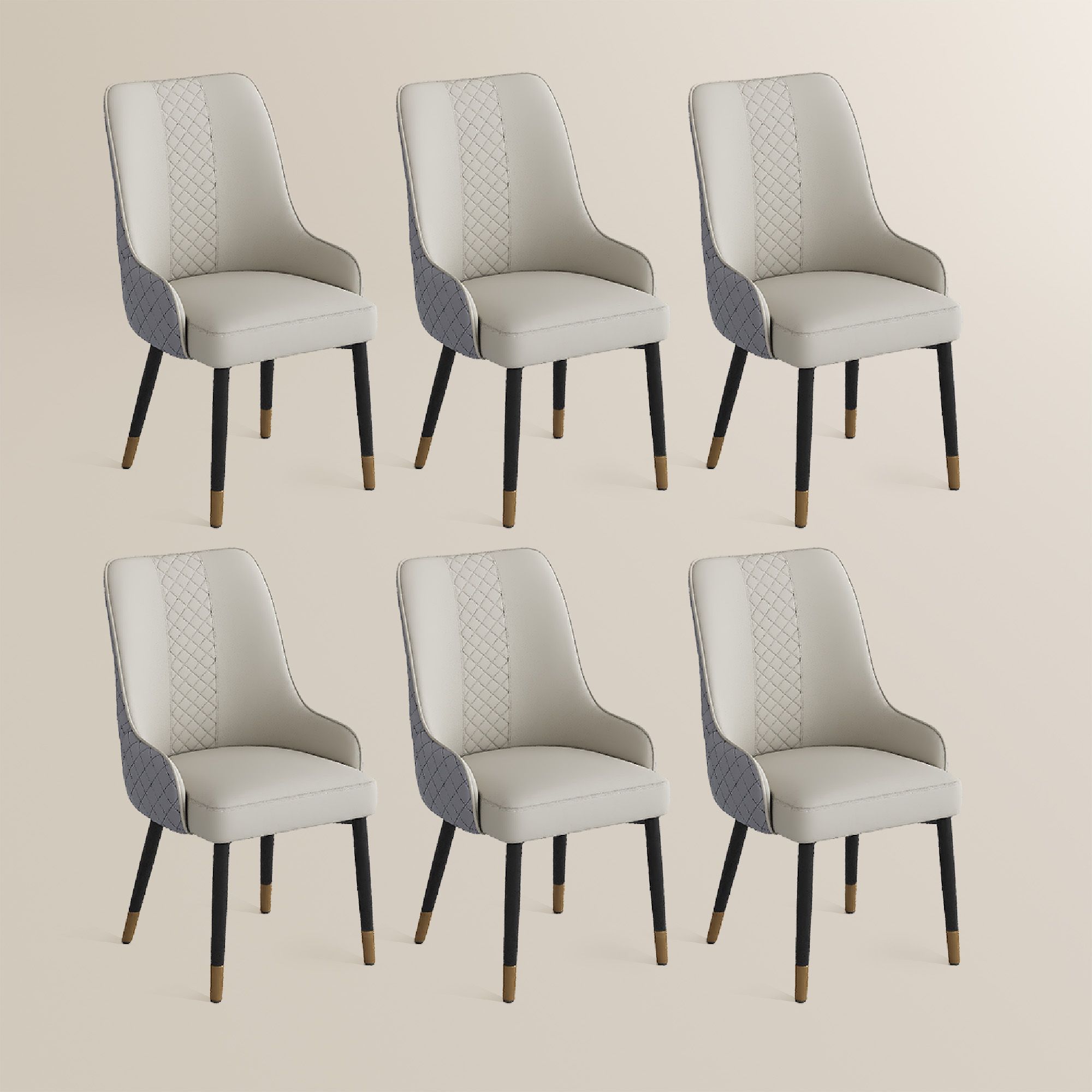 Gray Gray PU Leather Dining Chairs