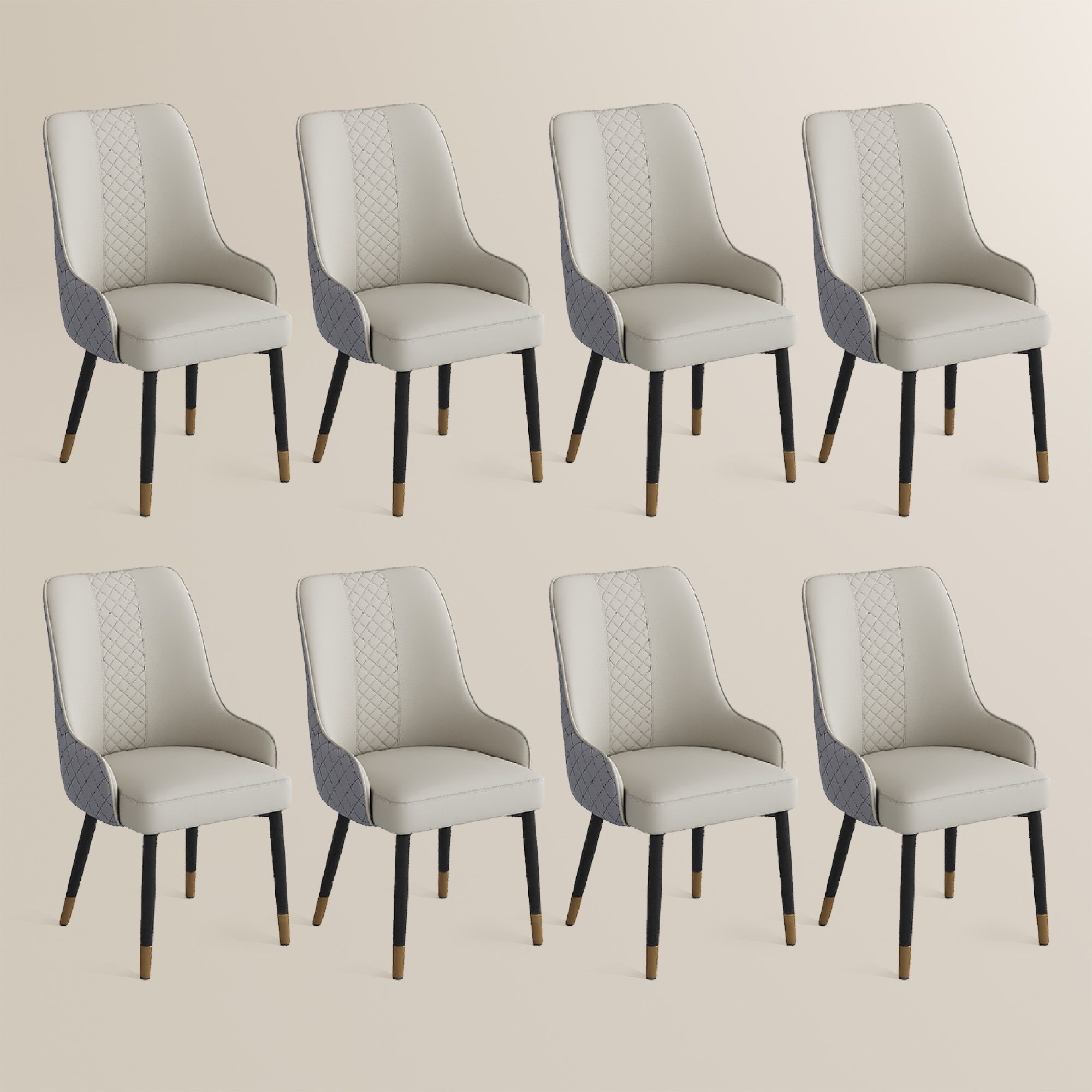 Gray Gray PU Leather Dining Chairs