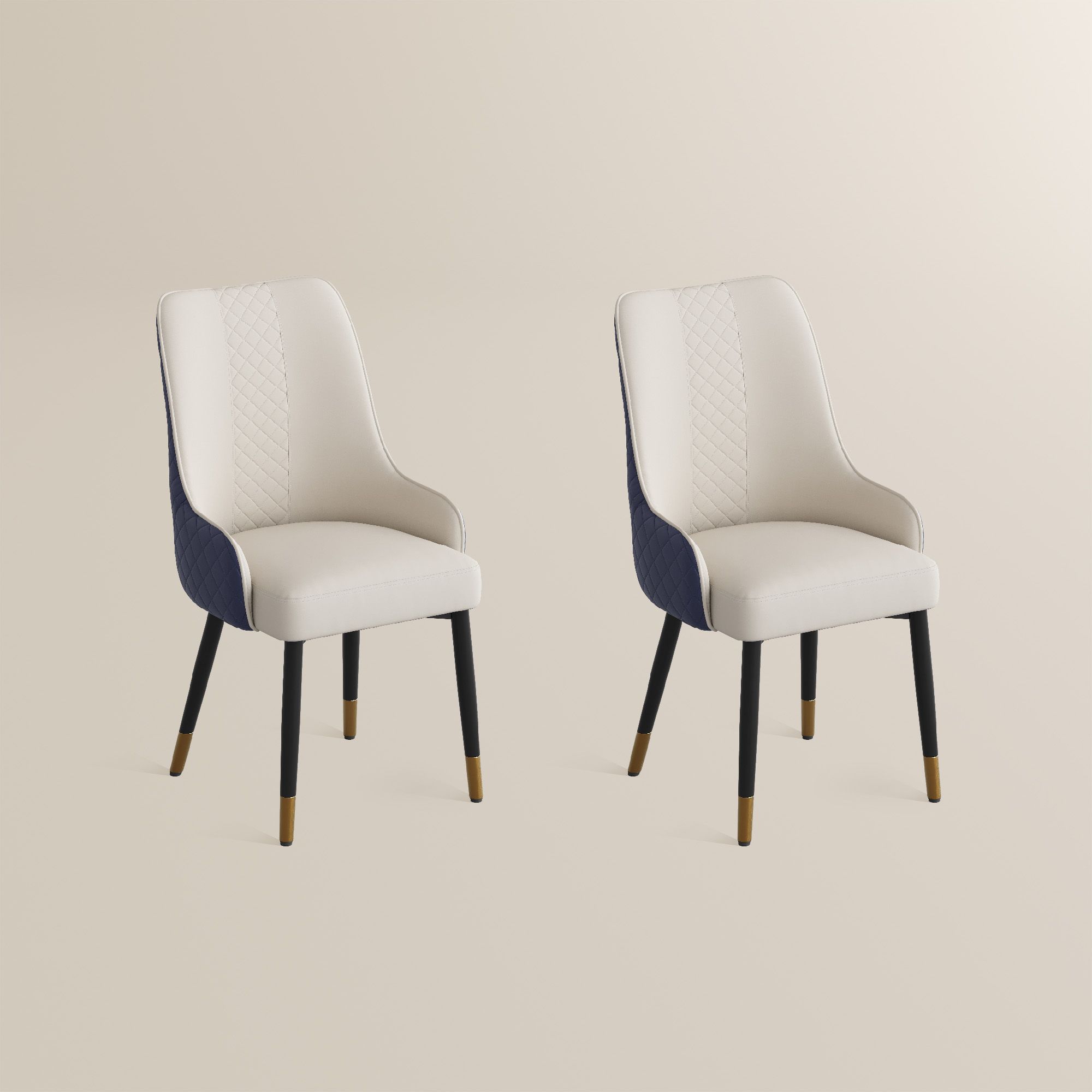 PU Leather Navy Blue PU Leather Dining Chairs