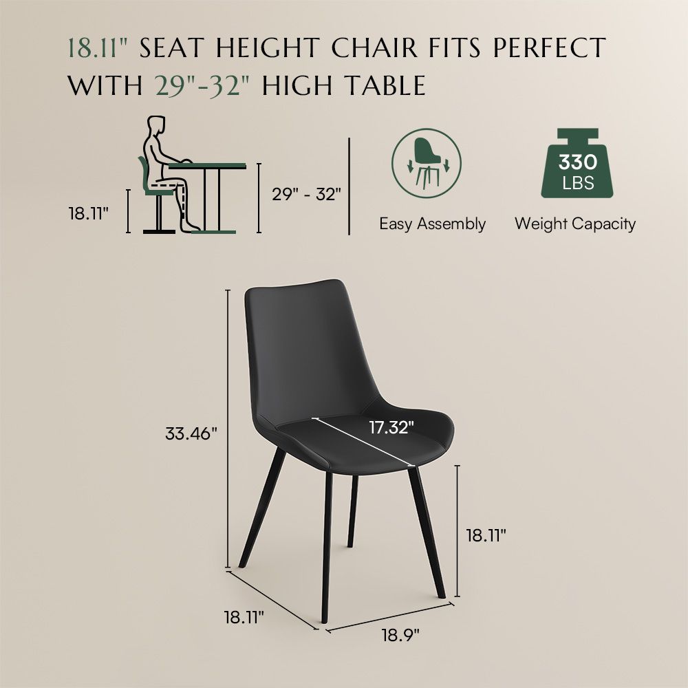 Black Black PU Leather Dining Chairs